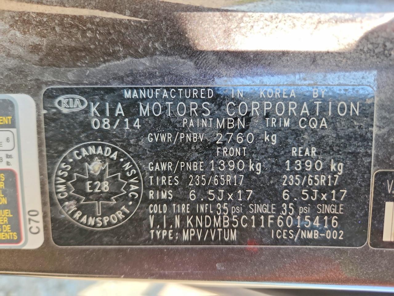 2015 Kia Sedona Lx Brown vin: KNDMB5C11F6015416