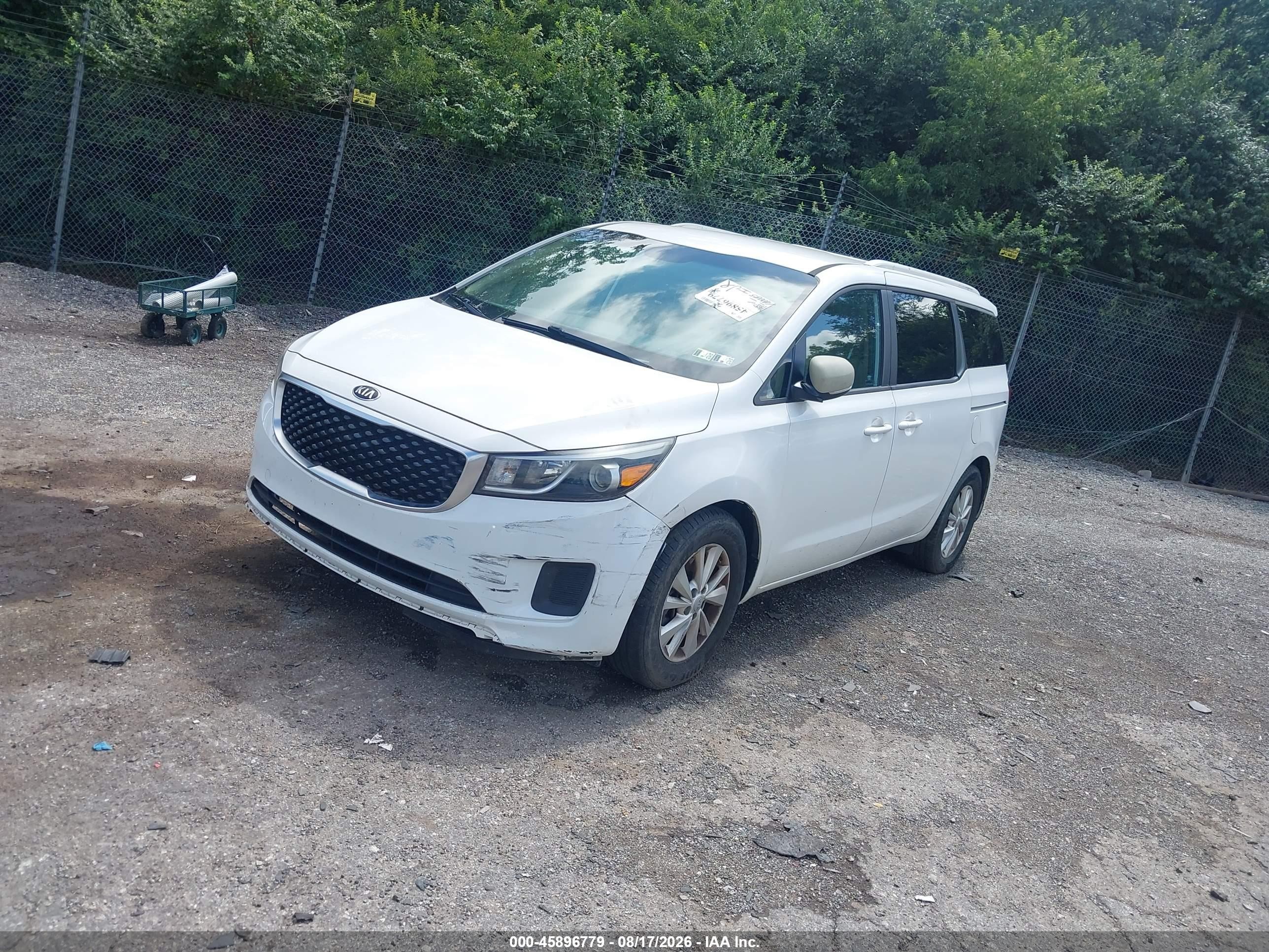 2015 Kia Sedona Lx White vin: KNDMB5C11F6021605