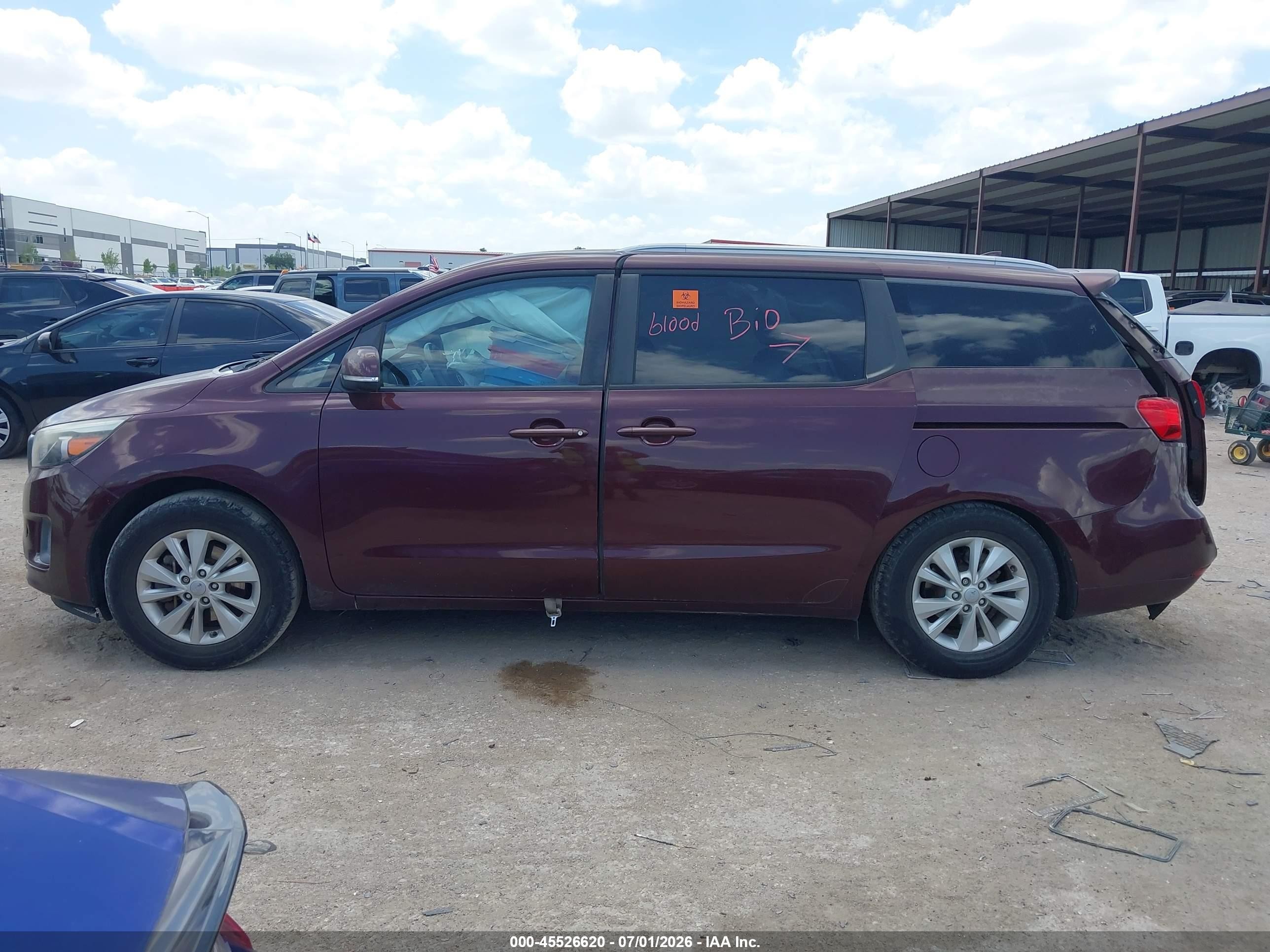 2015 Kia Sedona Lx Red vin: KNDMB5C12F6040566