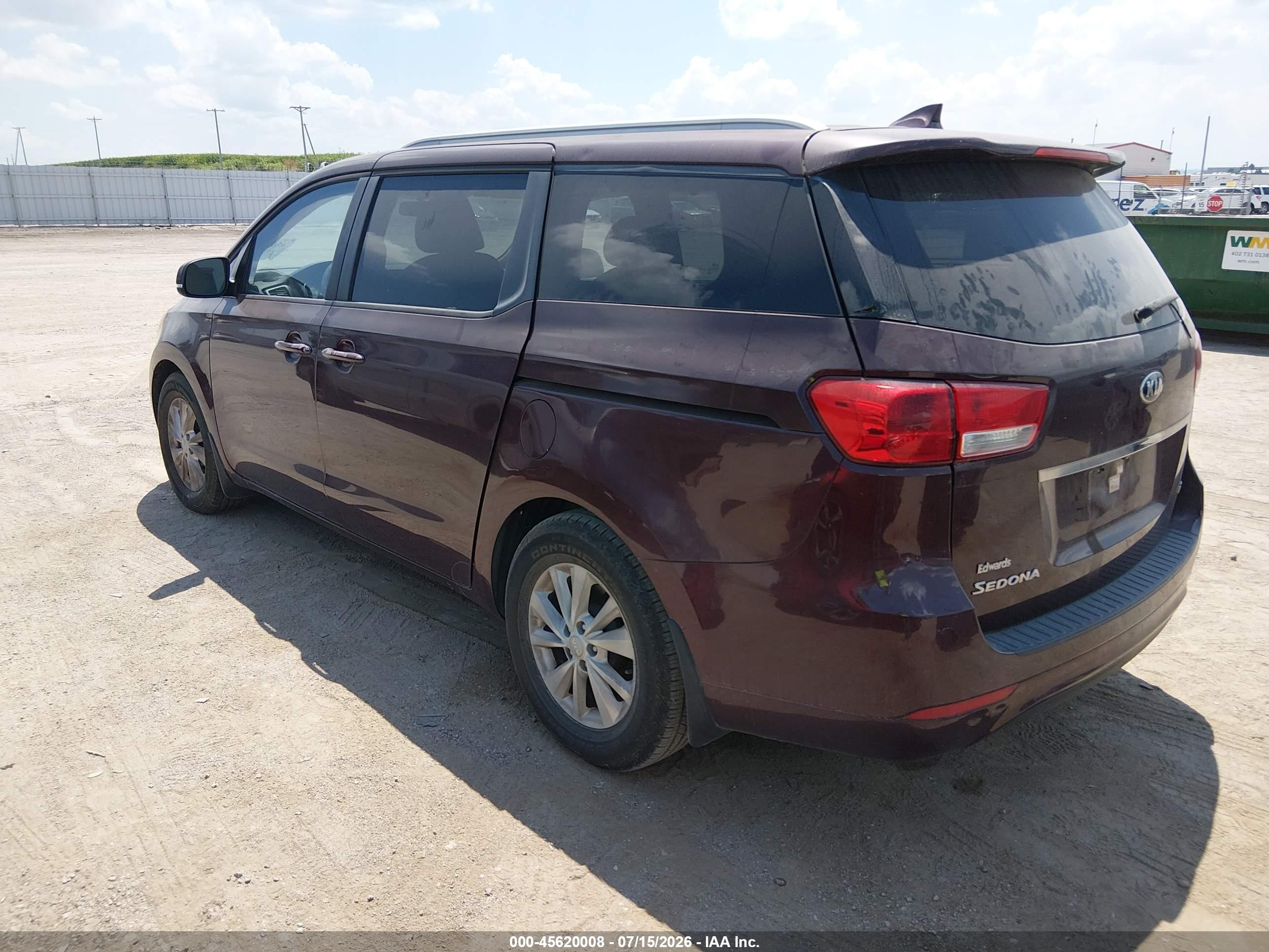 2015 Kia Sedona Lx Burgundy vin: KNDMB5C12F6050577