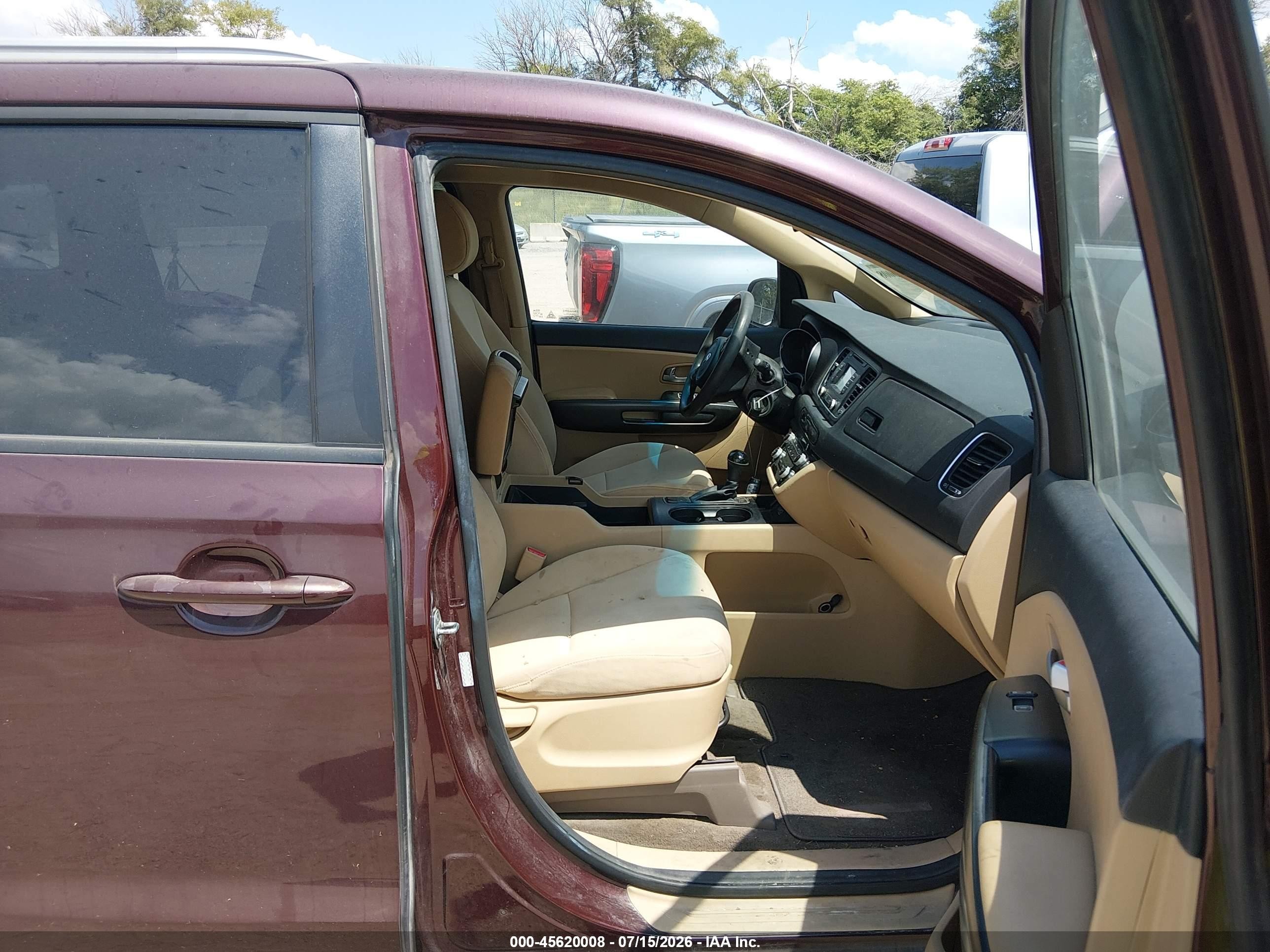 2015 Kia Sedona Lx Burgundy vin: KNDMB5C12F6050577