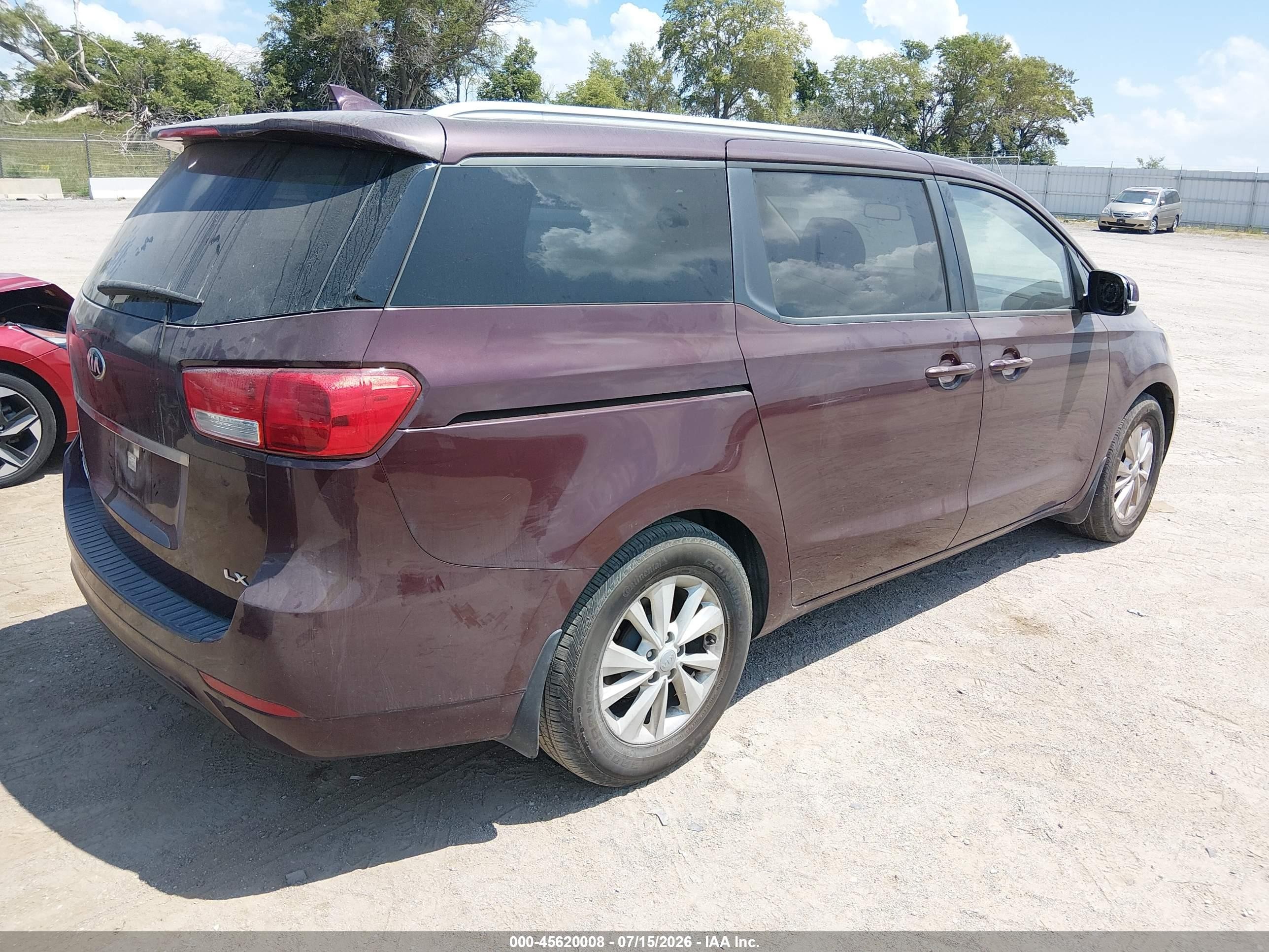 2015 Kia Sedona Lx Burgundy vin: KNDMB5C12F6050577