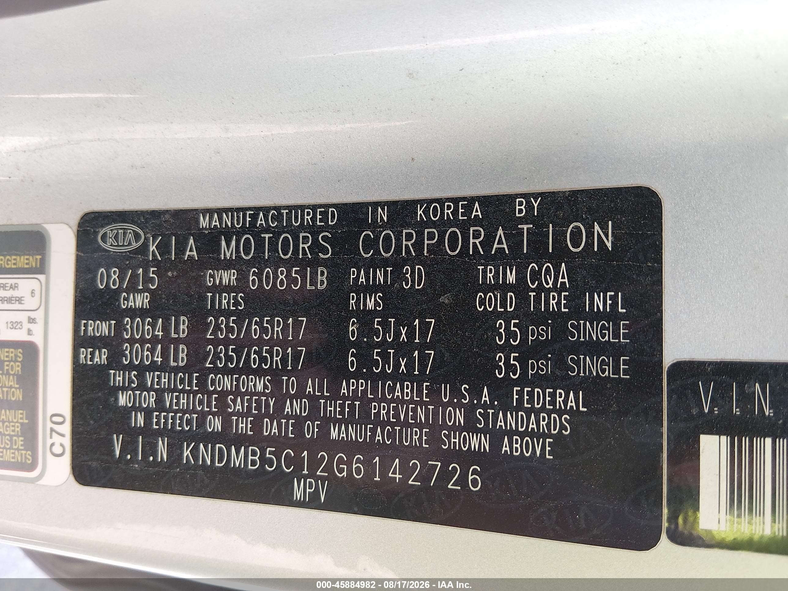 2016 Kia Sedona Lx Silver vin: KNDMB5C12G6142726