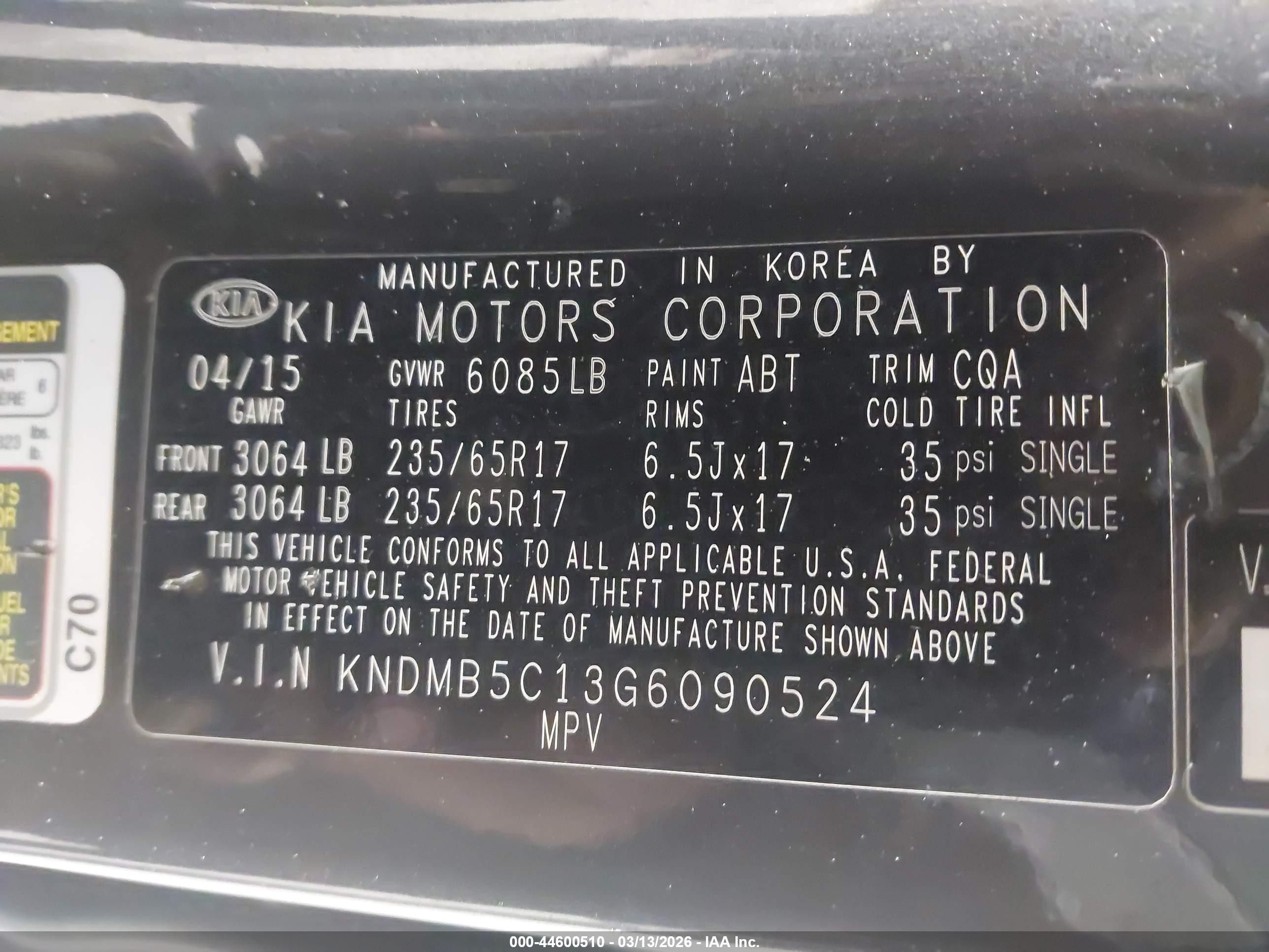 2016 Kia Sedona Lx Gray vin: KNDMB5C13G6090524