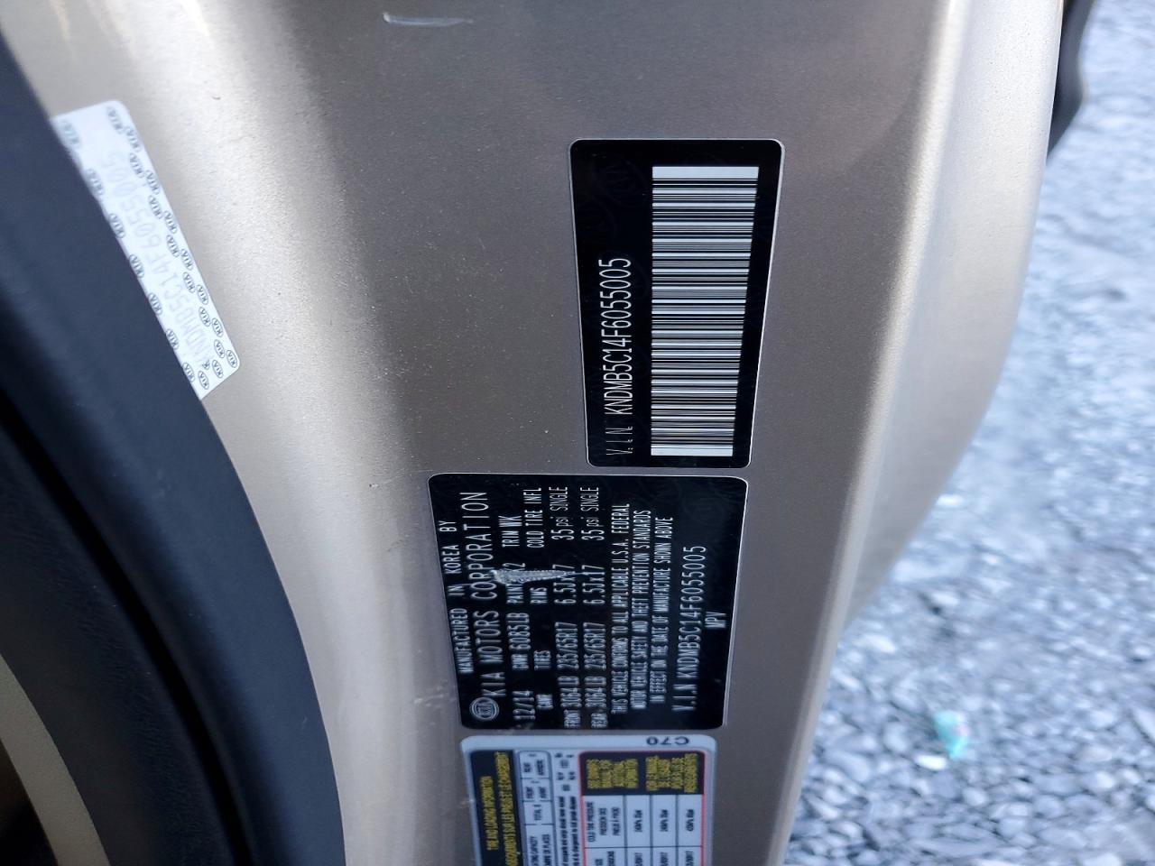 2015 Kia Sedona Lx Beige vin: KNDMB5C14F6055005
