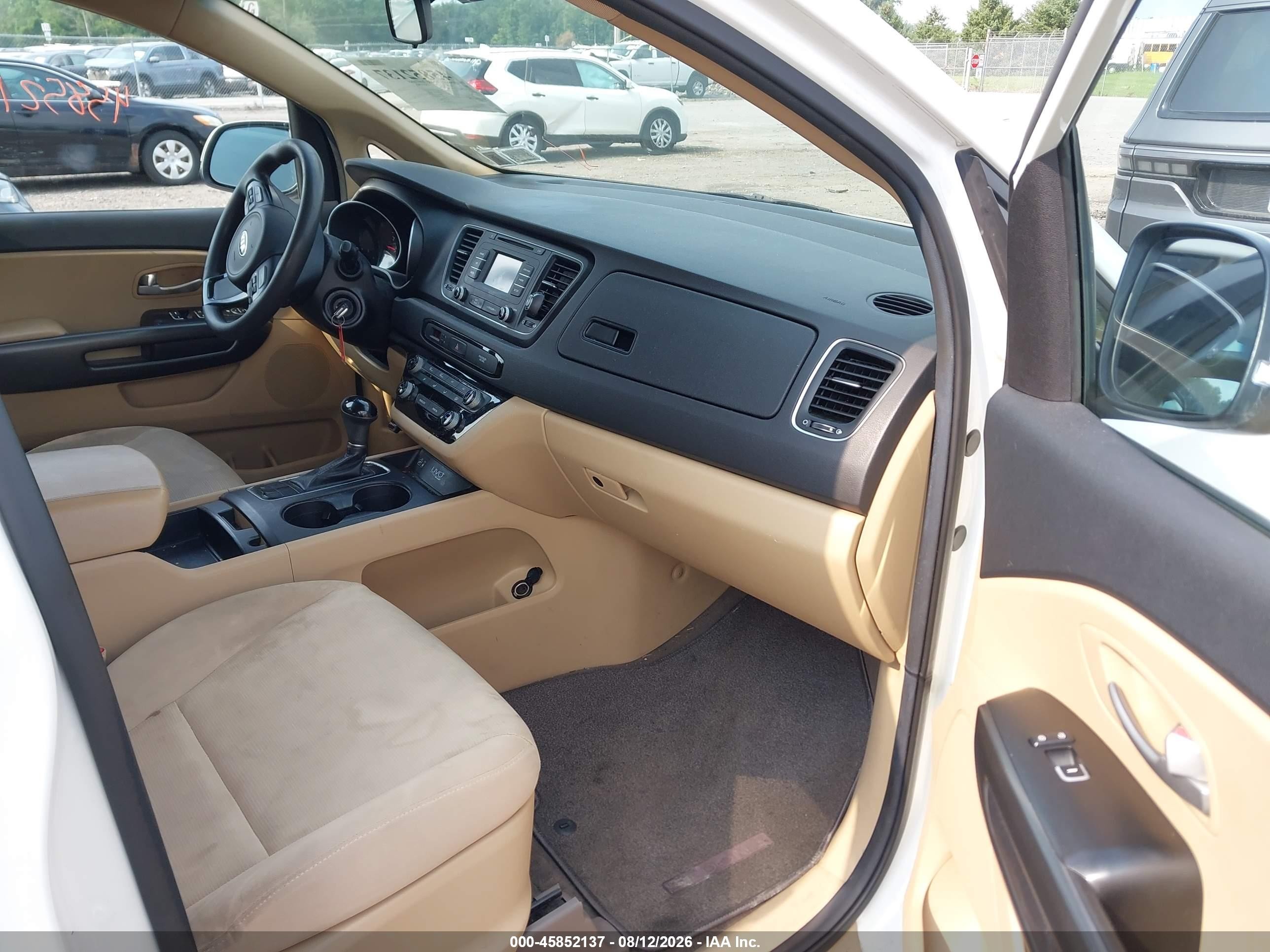 2015 Kia Sedona Lx White vin: KNDMB5C14F6057837