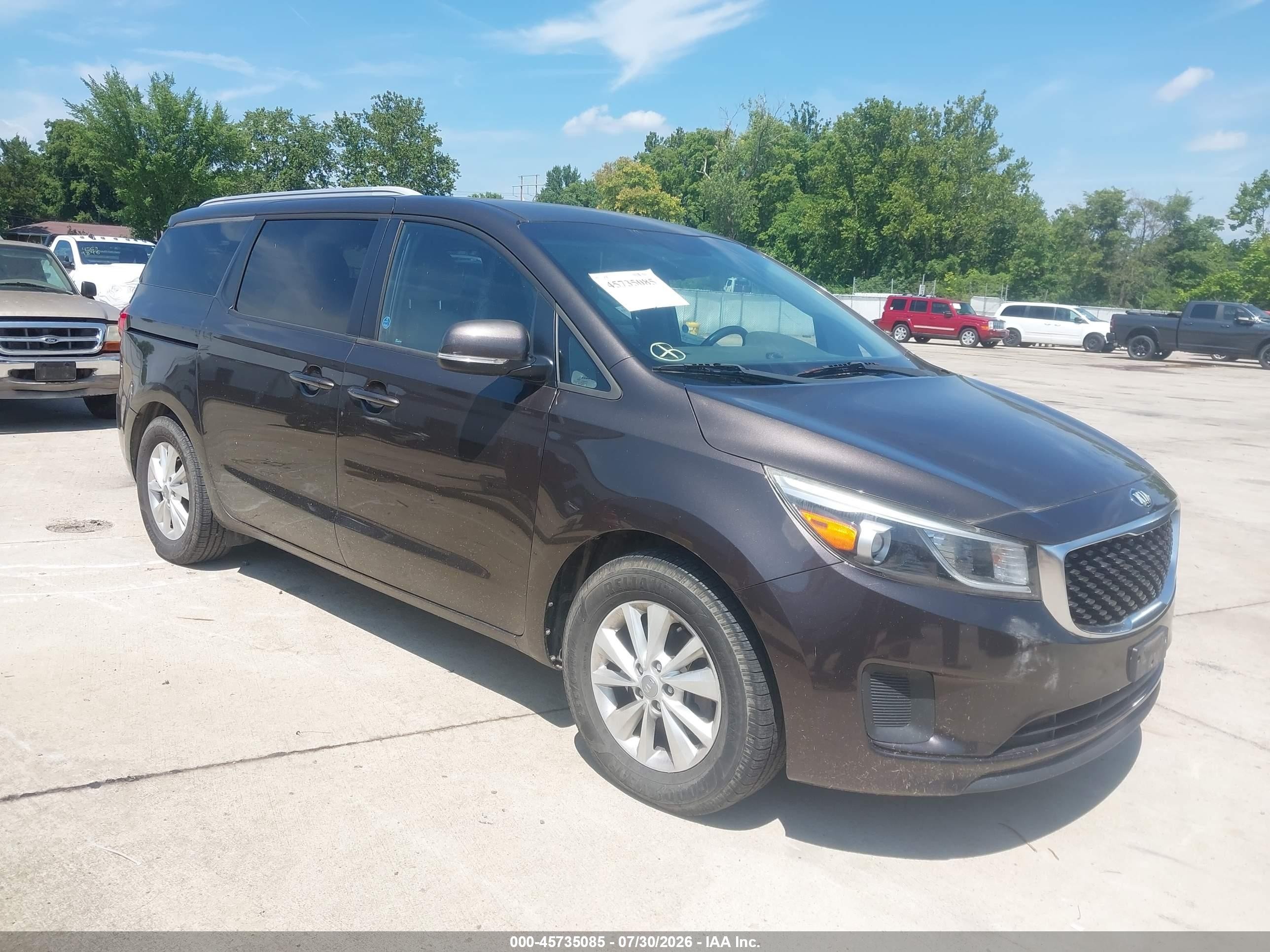 2015 Kia Sedona Lx Burgundy vin: KNDMB5C15F6032722