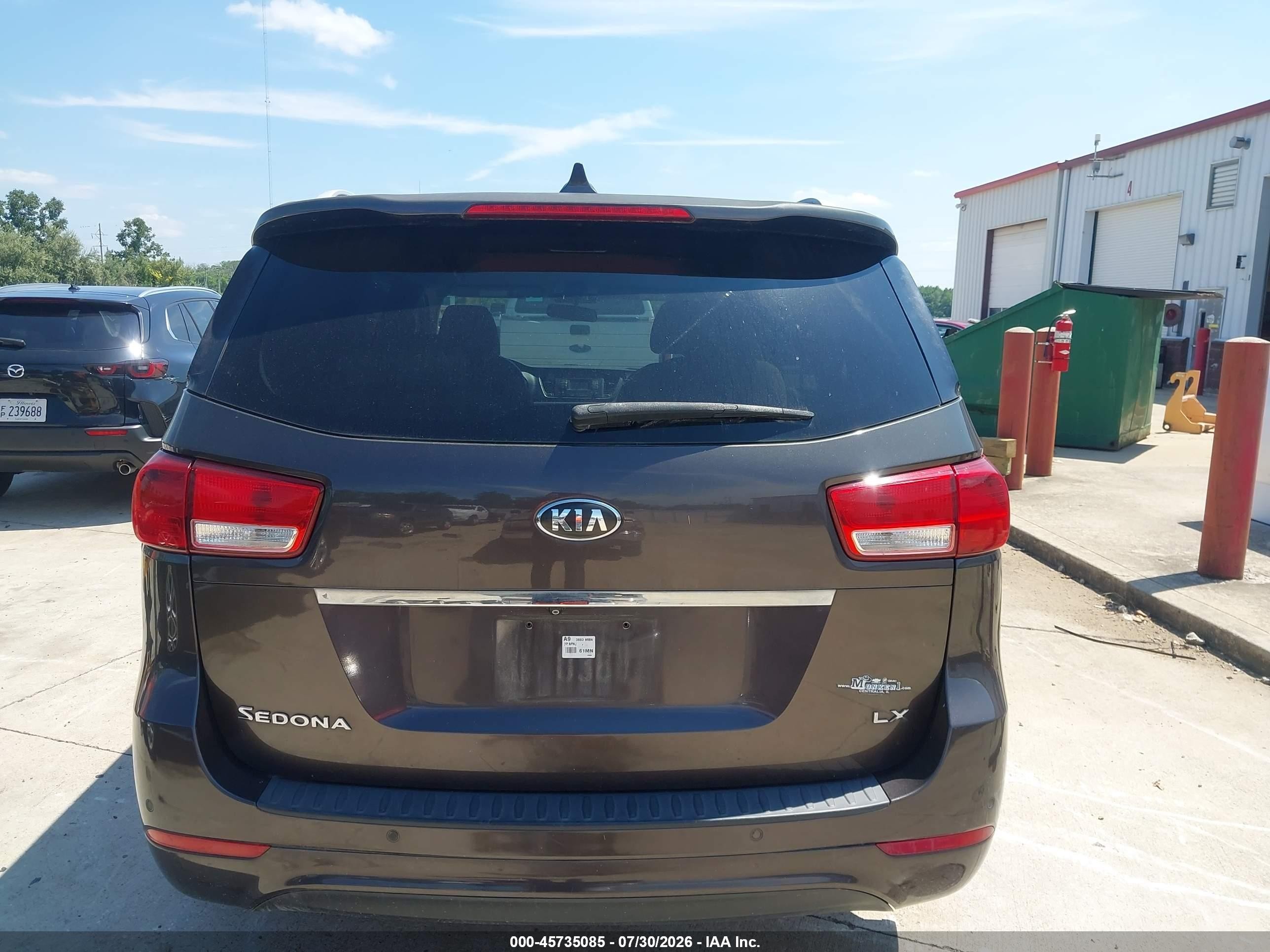 2015 Kia Sedona Lx Burgundy vin: KNDMB5C15F6032722