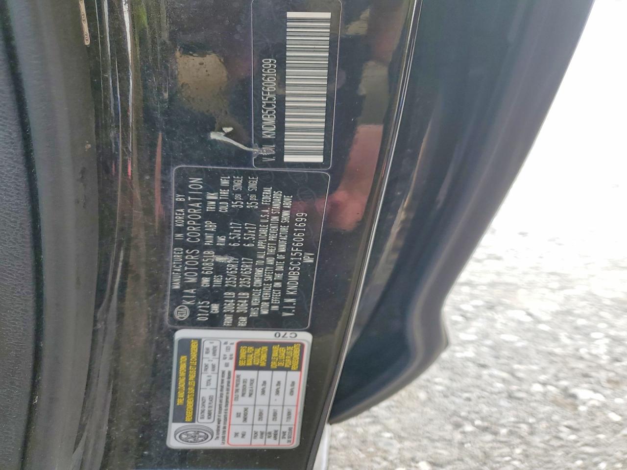 2015 Kia Sedona Lx Black vin: KNDMB5C15F6061699