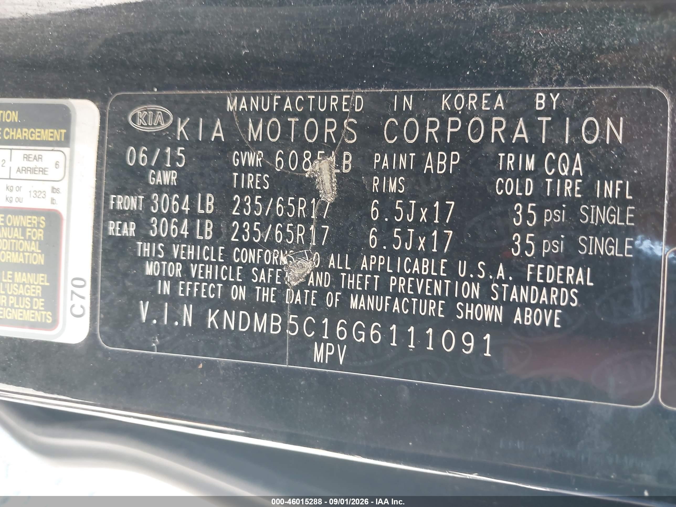2016 Kia Sedona Lx Black vin: KNDMB5C16G6111091