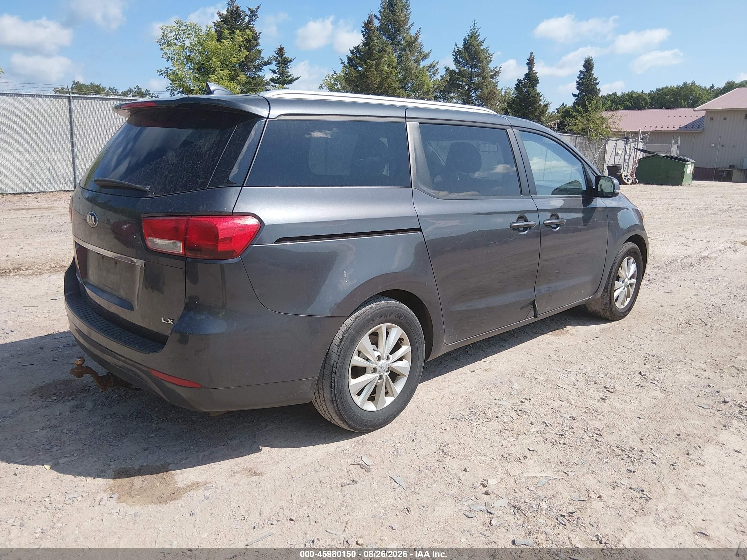 2015 Kia Sedona Lx Gray vin: KNDMB5C17F6041180