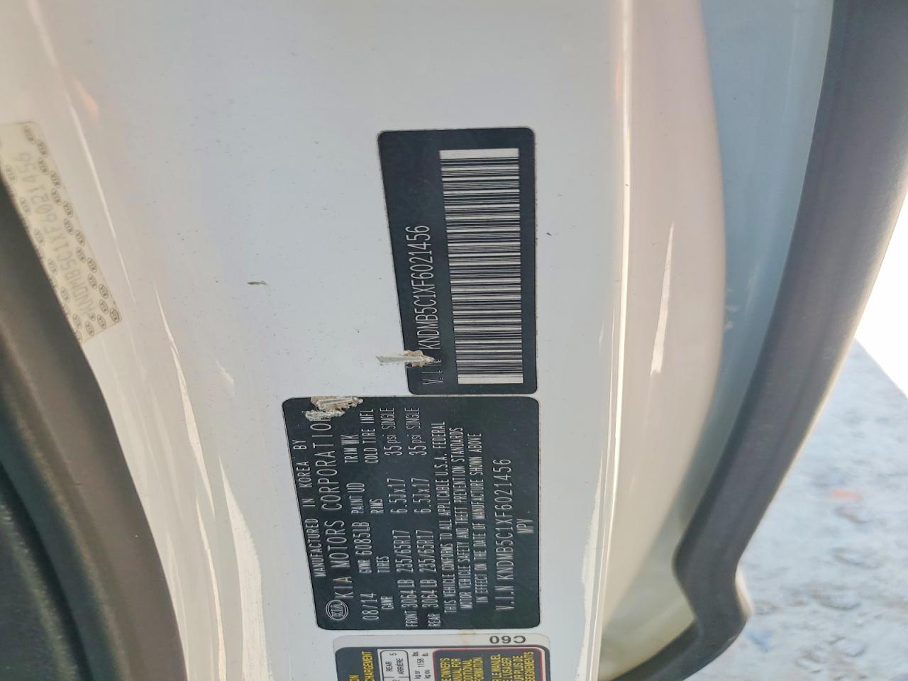 2015 Kia Sedona Lx White vin: KNDMB5C1XF6021456