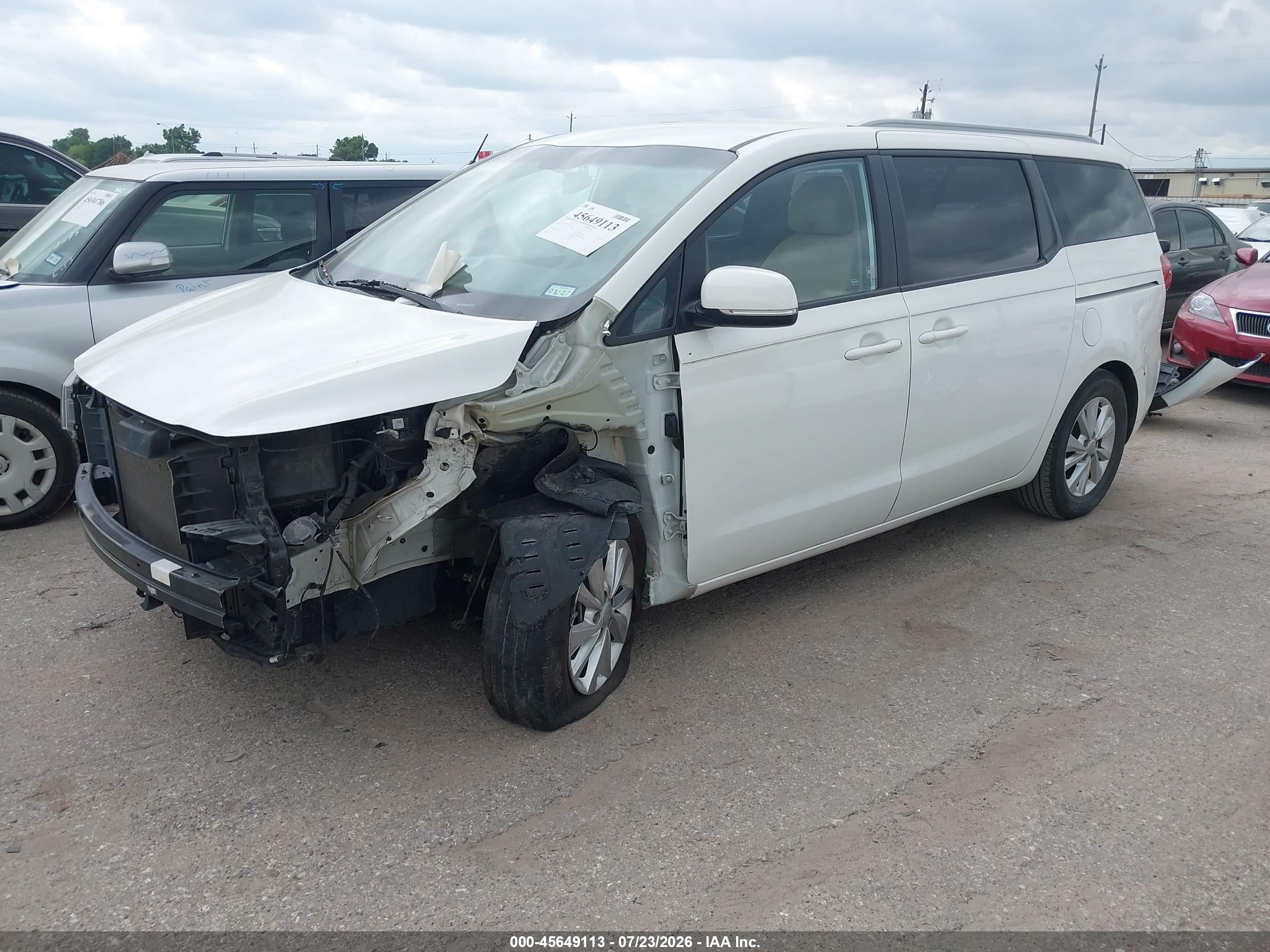 2015 Kia Sedona Lx White vin: KNDMB5C1XF6027855