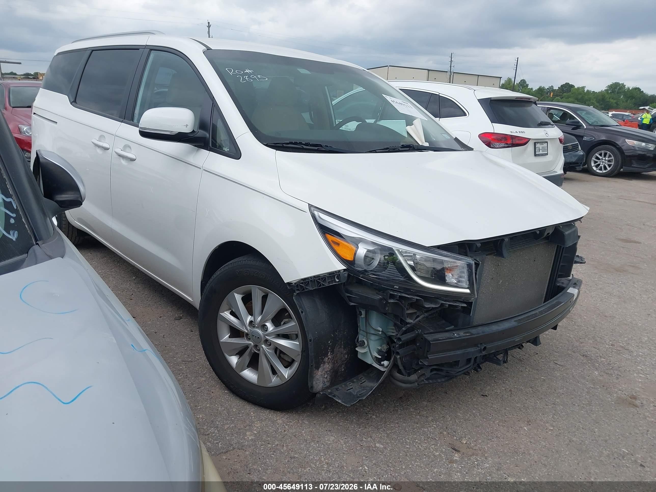 2015 Kia Sedona Lx White vin: KNDMB5C1XF6027855