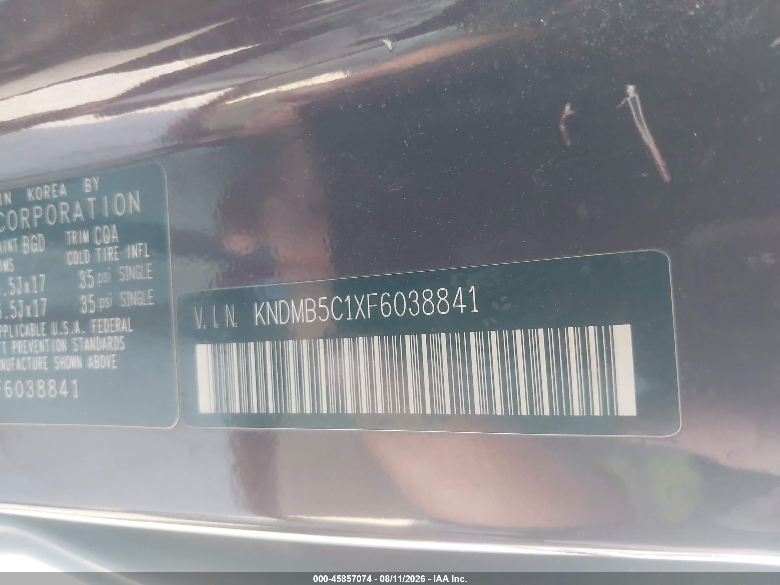 2015 Kia Sedona Lx Maroon vin: KNDMB5C1XF6038841
