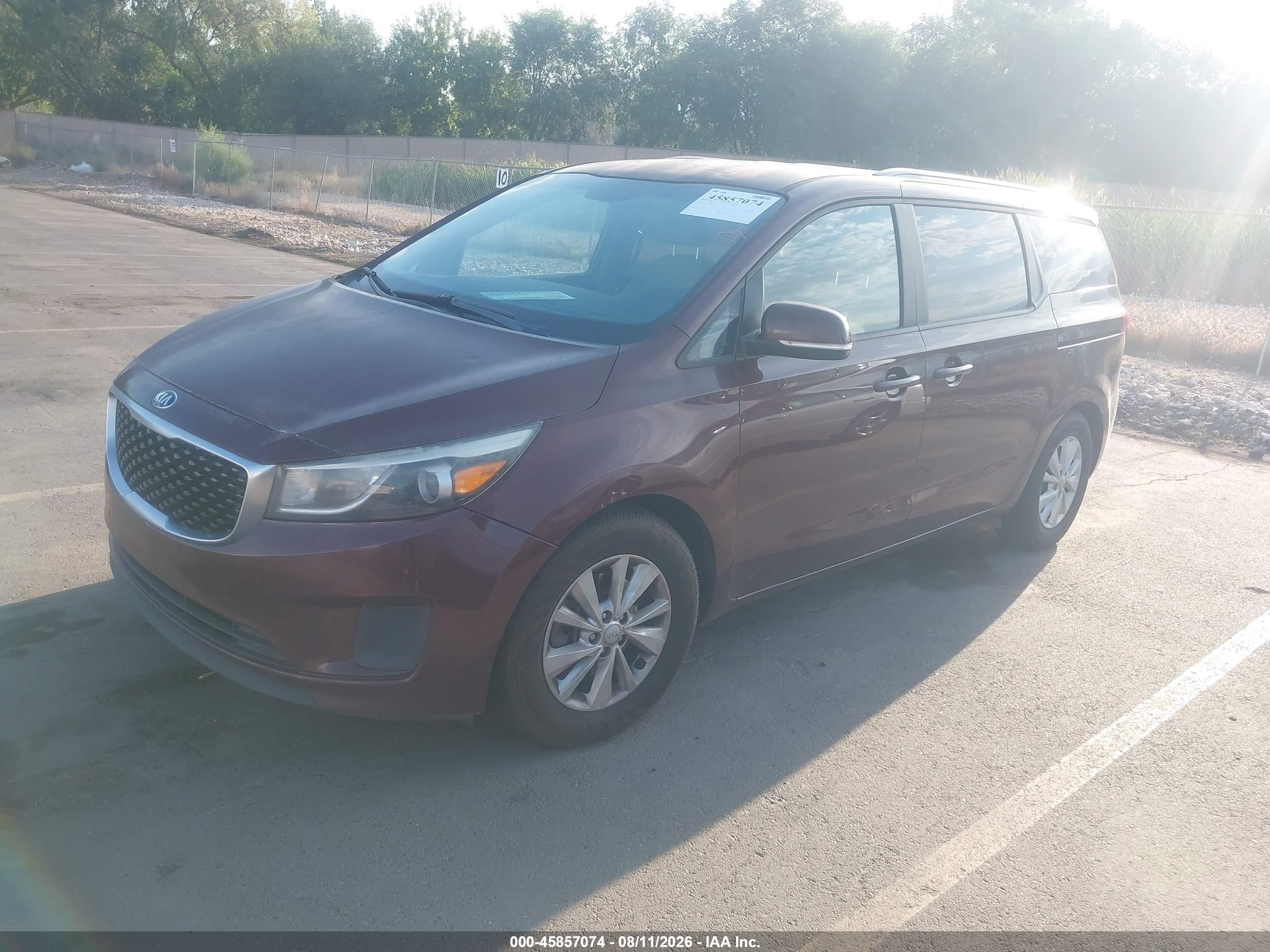 2015 Kia Sedona Lx Maroon vin: KNDMB5C1XF6038841
