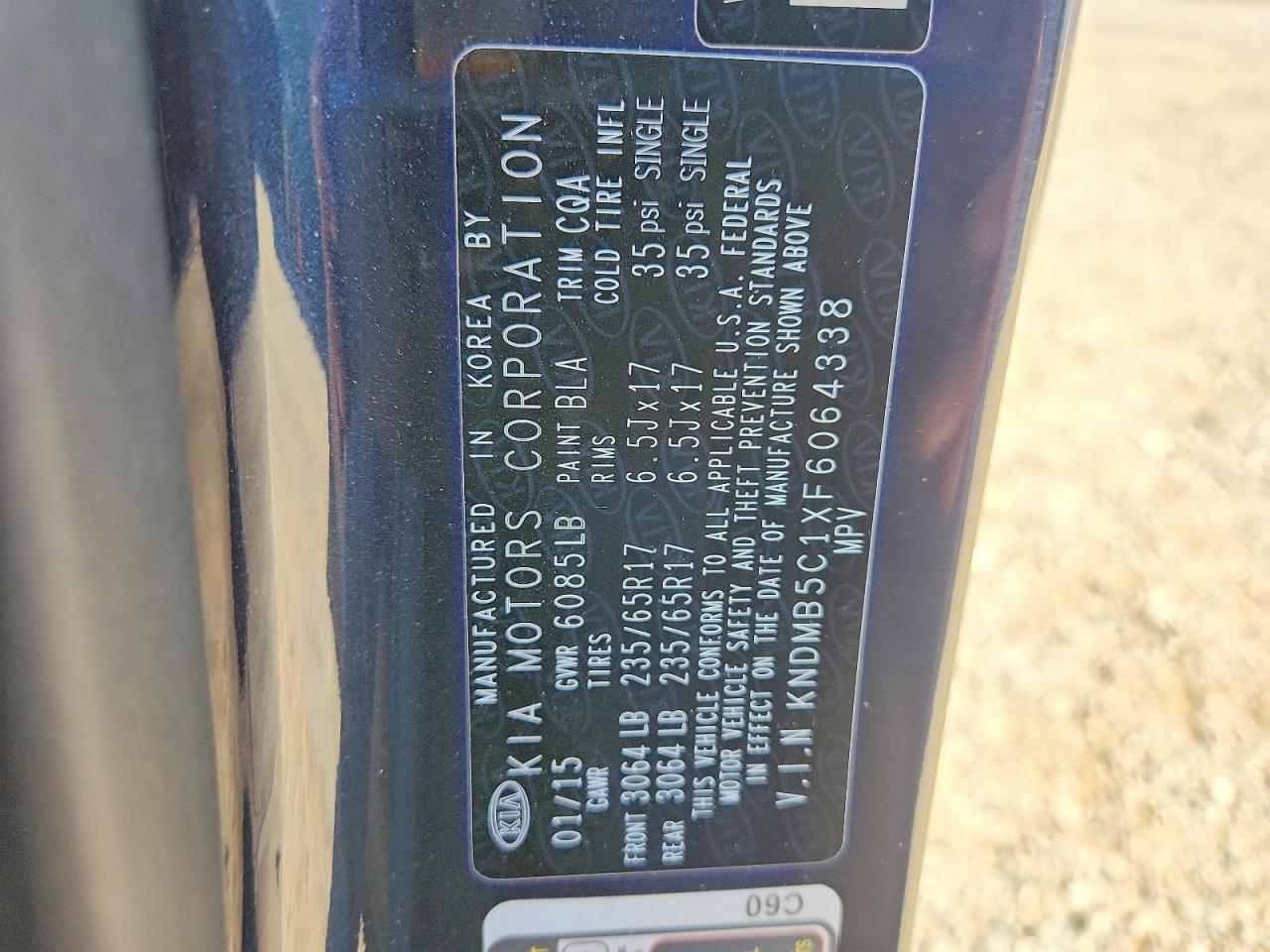 2015 Kia Sedona Lx Blue vin: KNDMB5C1XF6064338