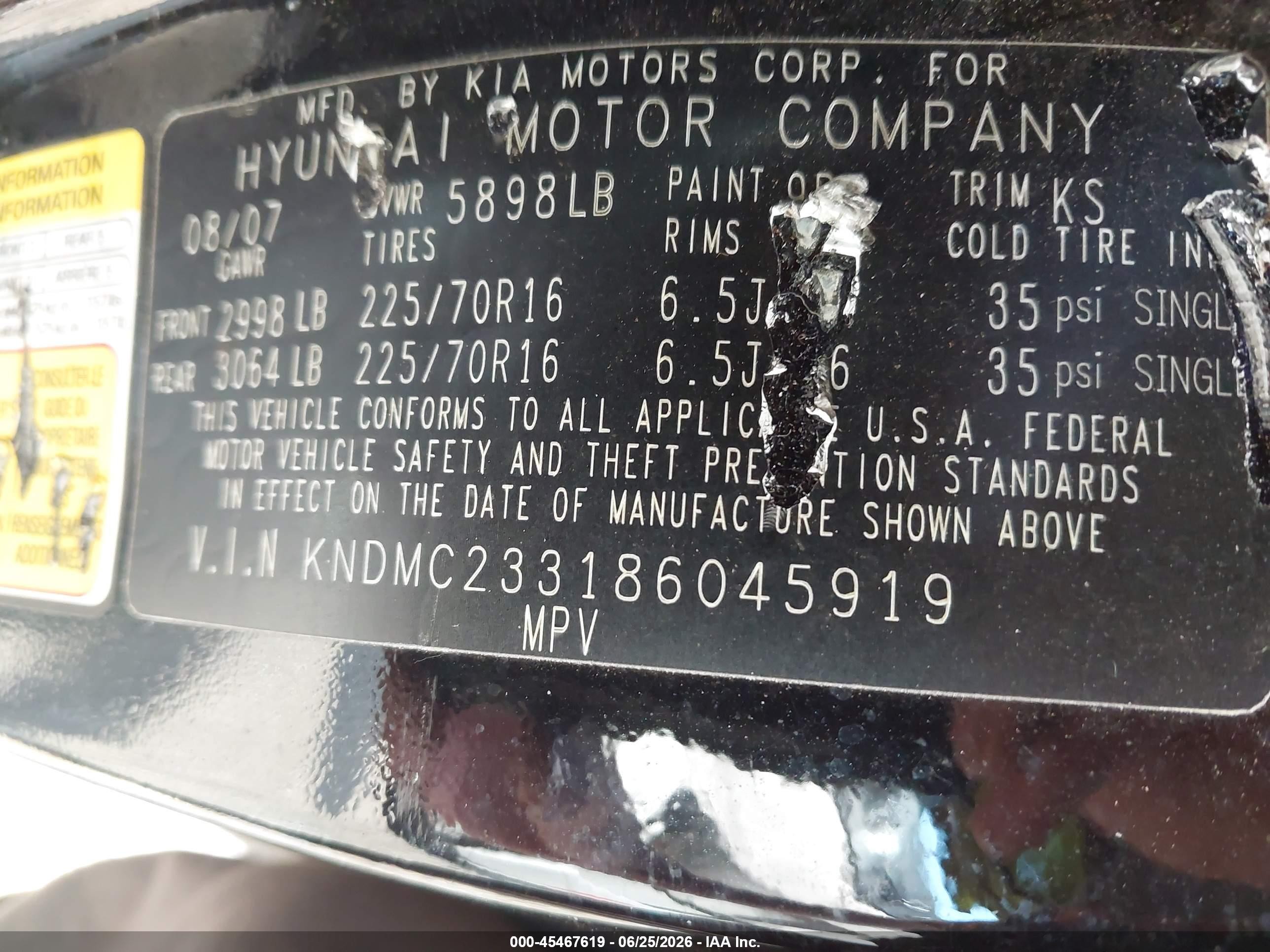 2008 Hyundai Entourage Gls/limited Gray vin: KNDMC233186045919
