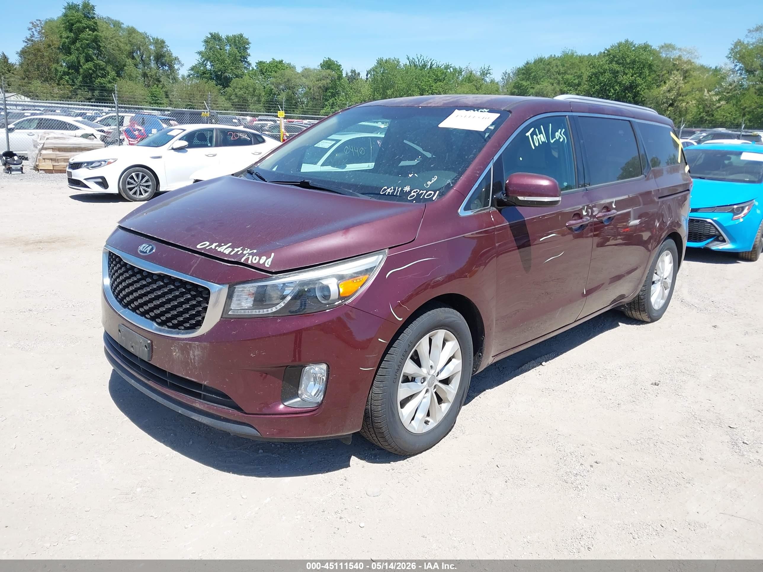 2015 Kia Sedona Ex Burgundy vin: KNDMC5C10F6031619