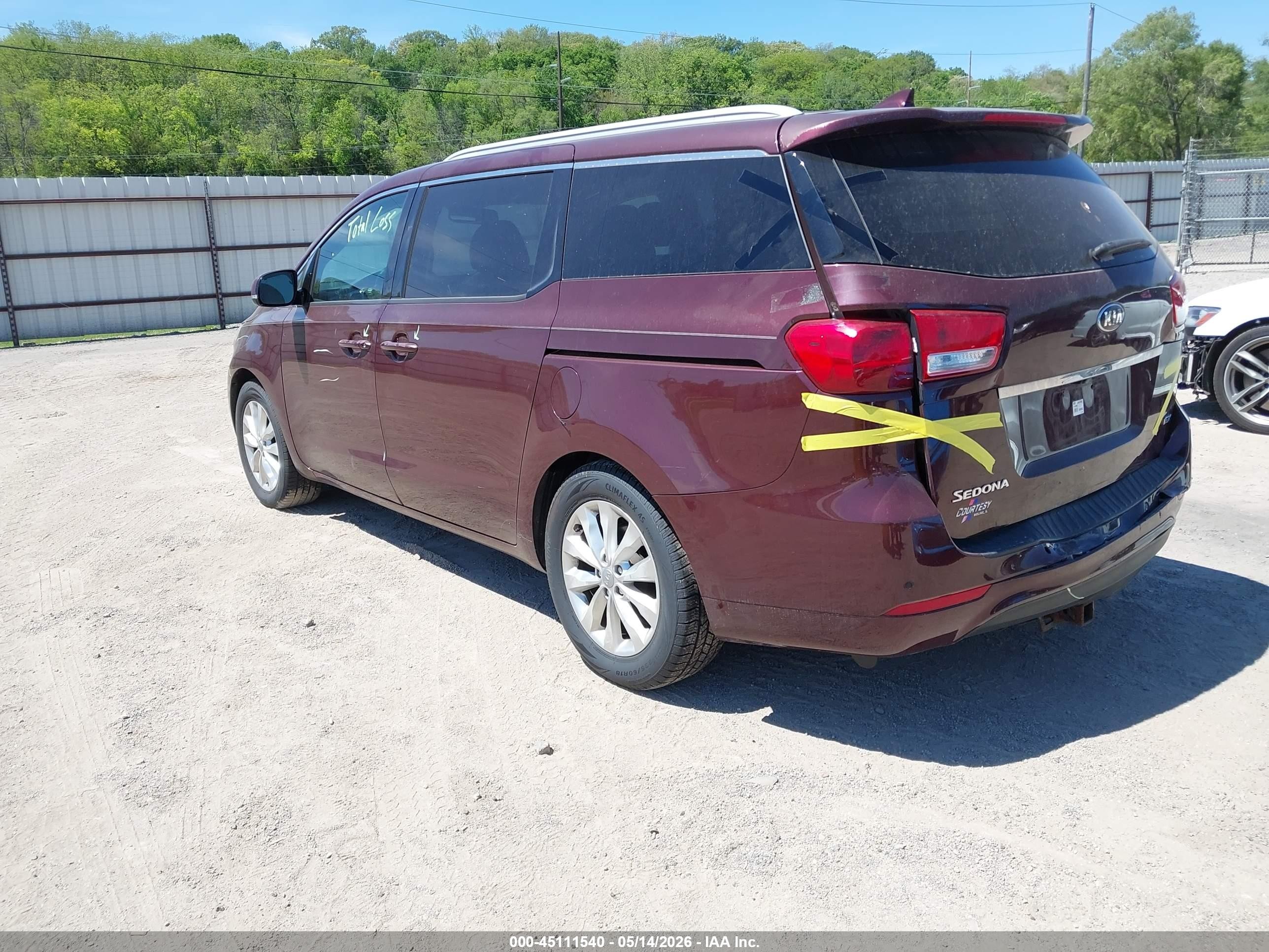 2015 Kia Sedona Ex Burgundy vin: KNDMC5C10F6031619