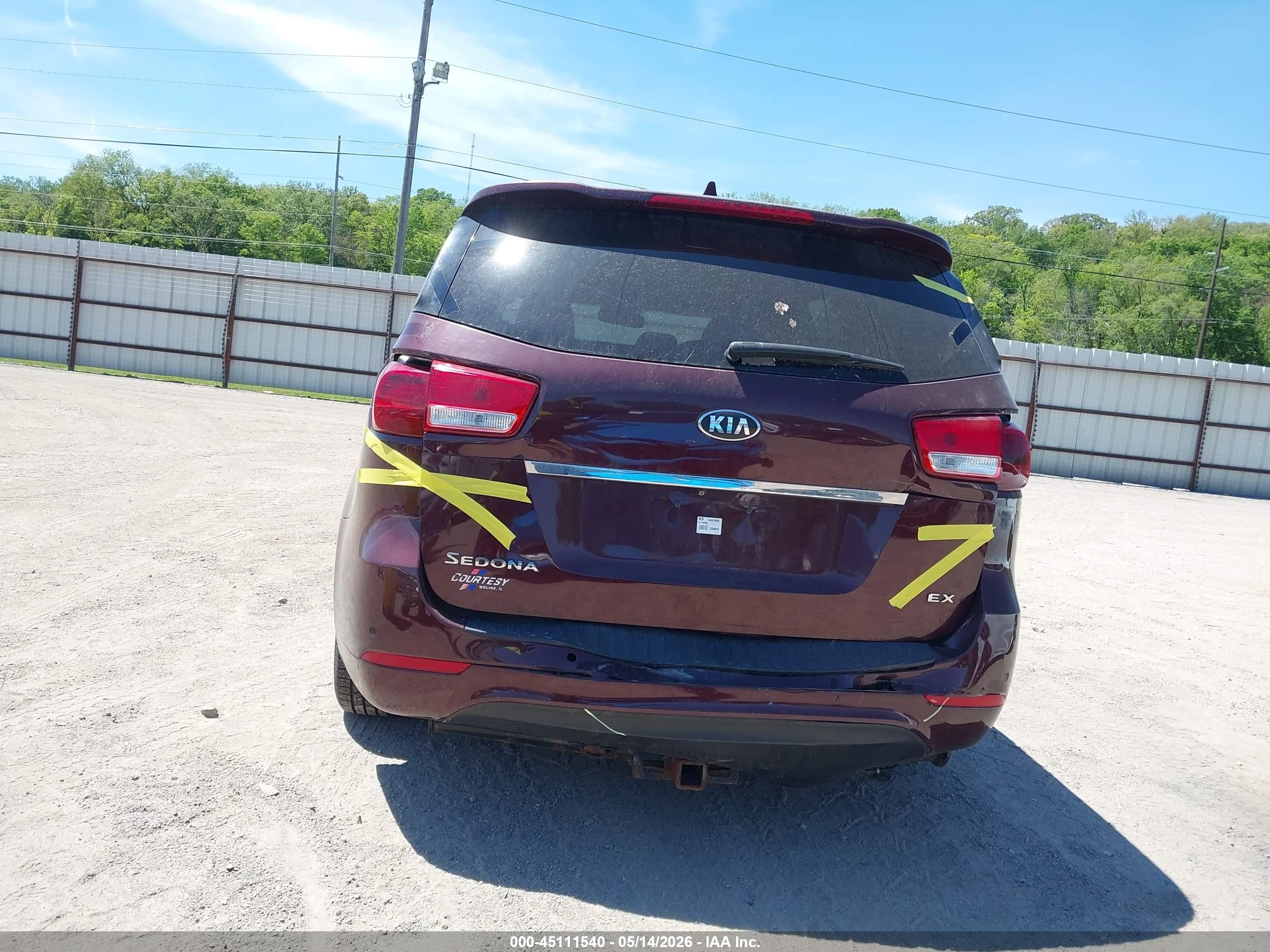 2015 Kia Sedona Ex Burgundy vin: KNDMC5C10F6031619