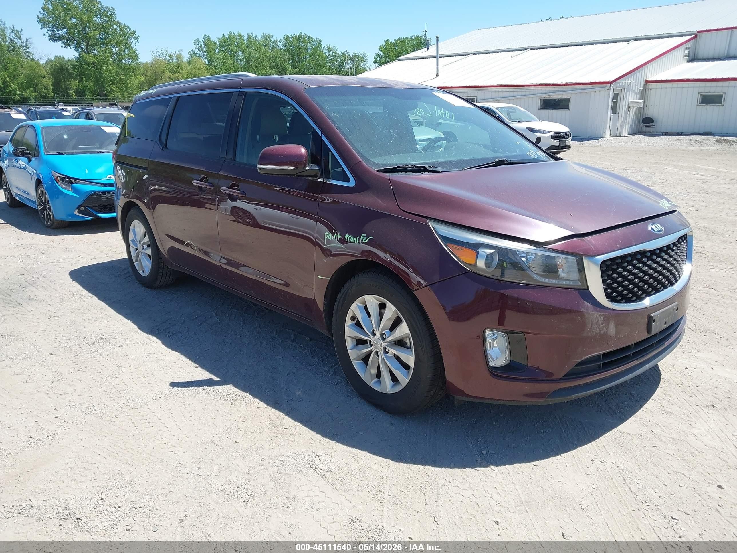 2015 Kia Sedona Ex Burgundy vin: KNDMC5C10F6031619