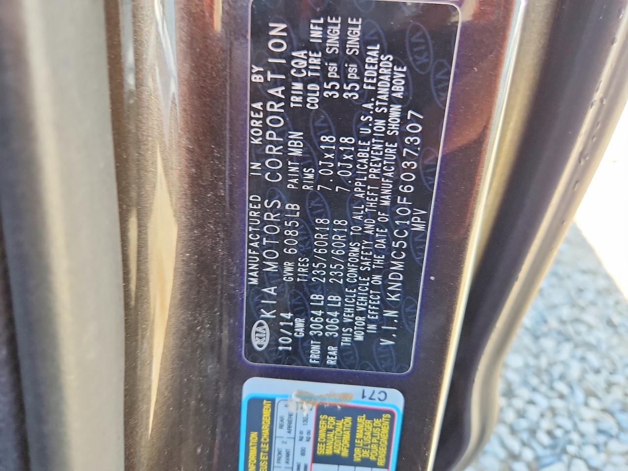 2015 Kia Sedona Sx Gray vin: KNDMC5C10F6037307