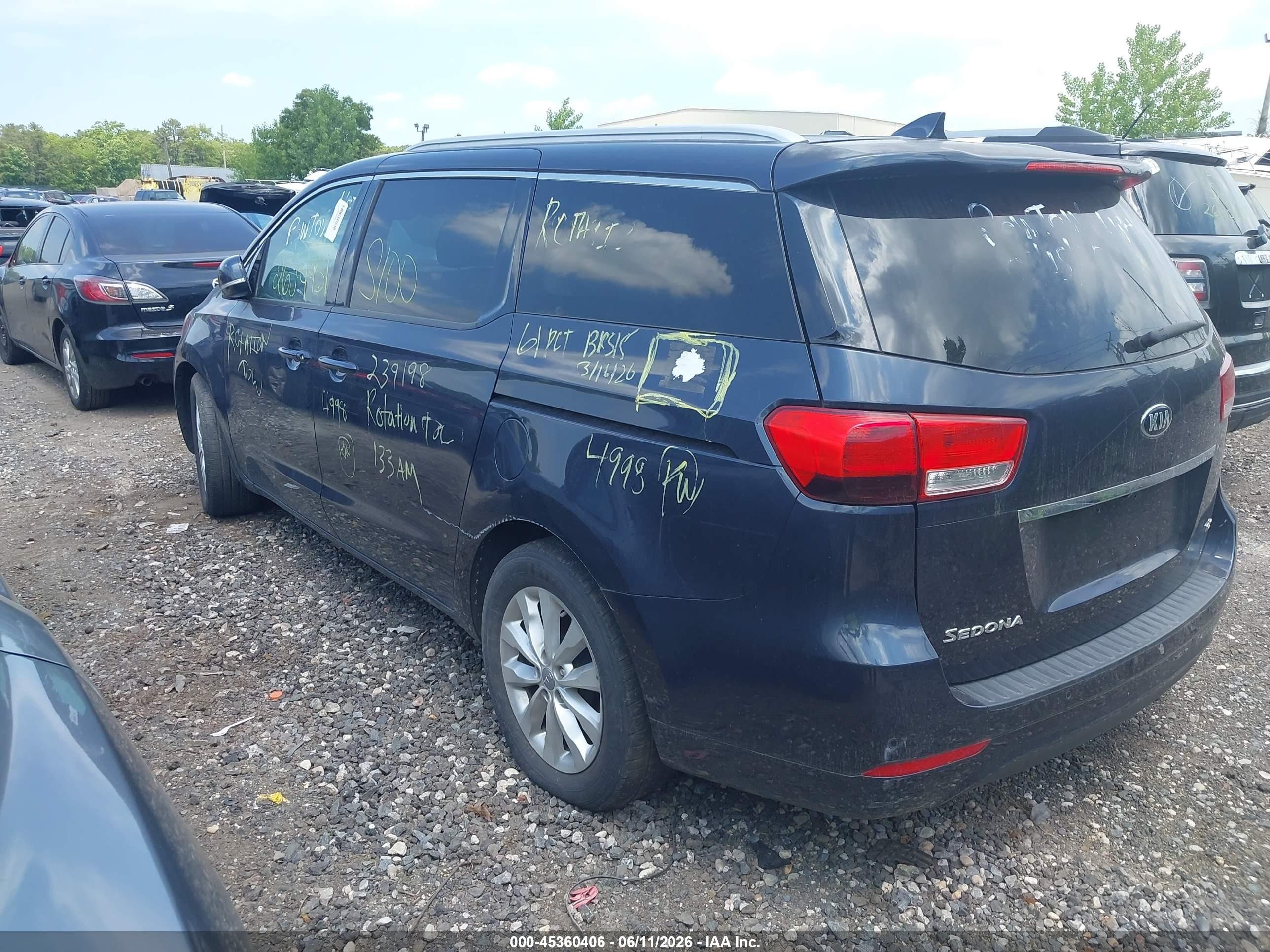 2015 Kia Sedona Ex Blue vin: KNDMC5C11F6023674