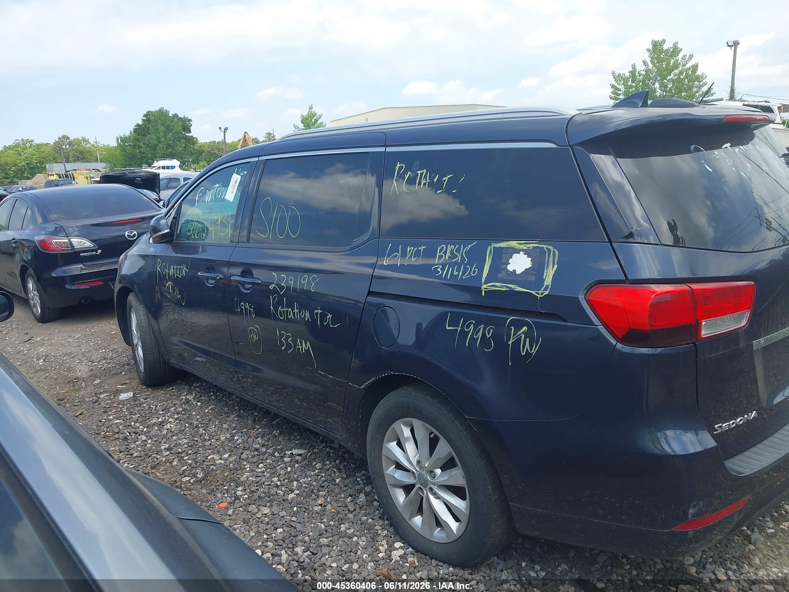 2015 Kia Sedona Ex Blue vin: KNDMC5C11F6023674