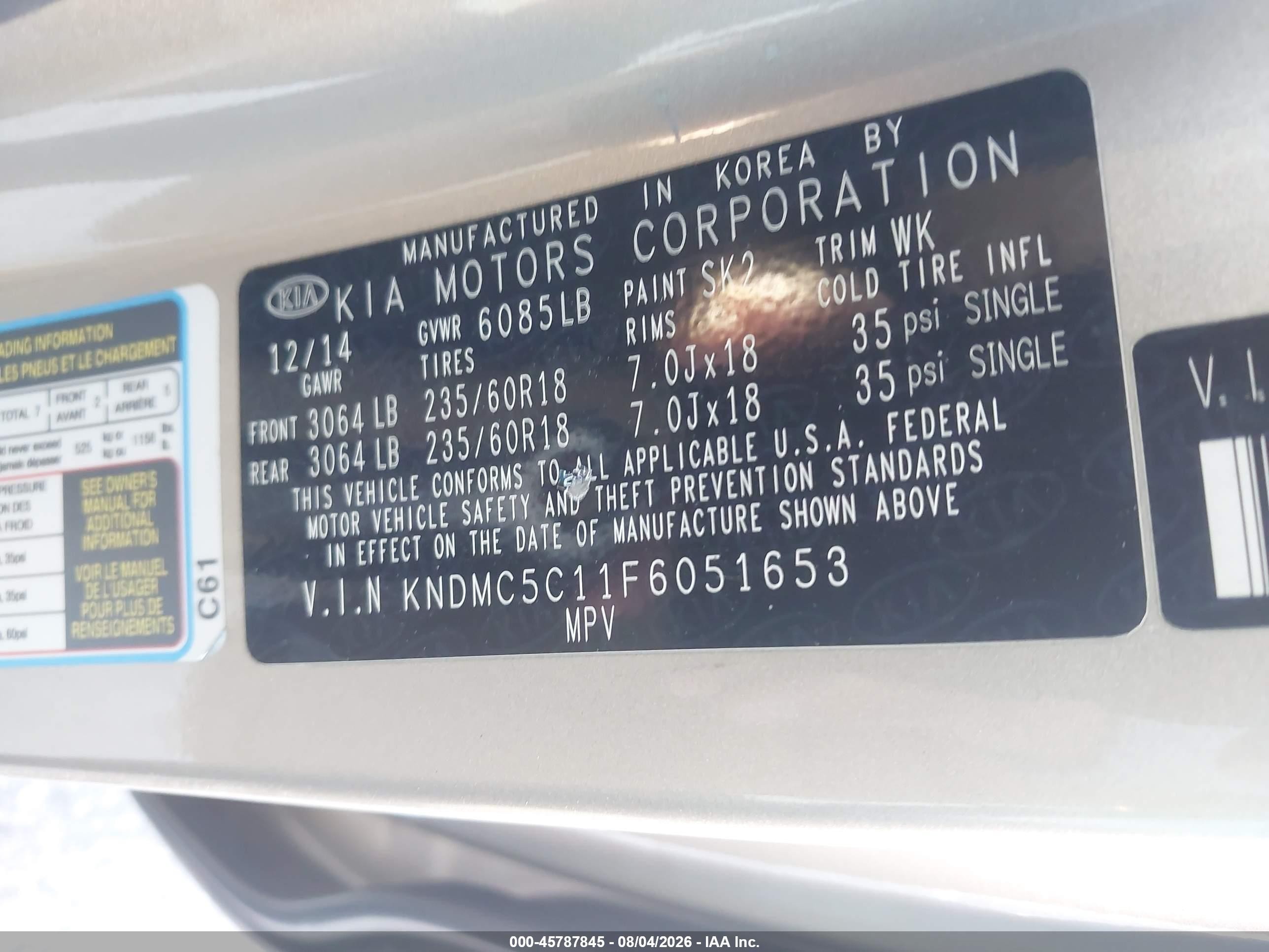 2015 Kia Sedona Sx Beige vin: KNDMC5C11F6051653