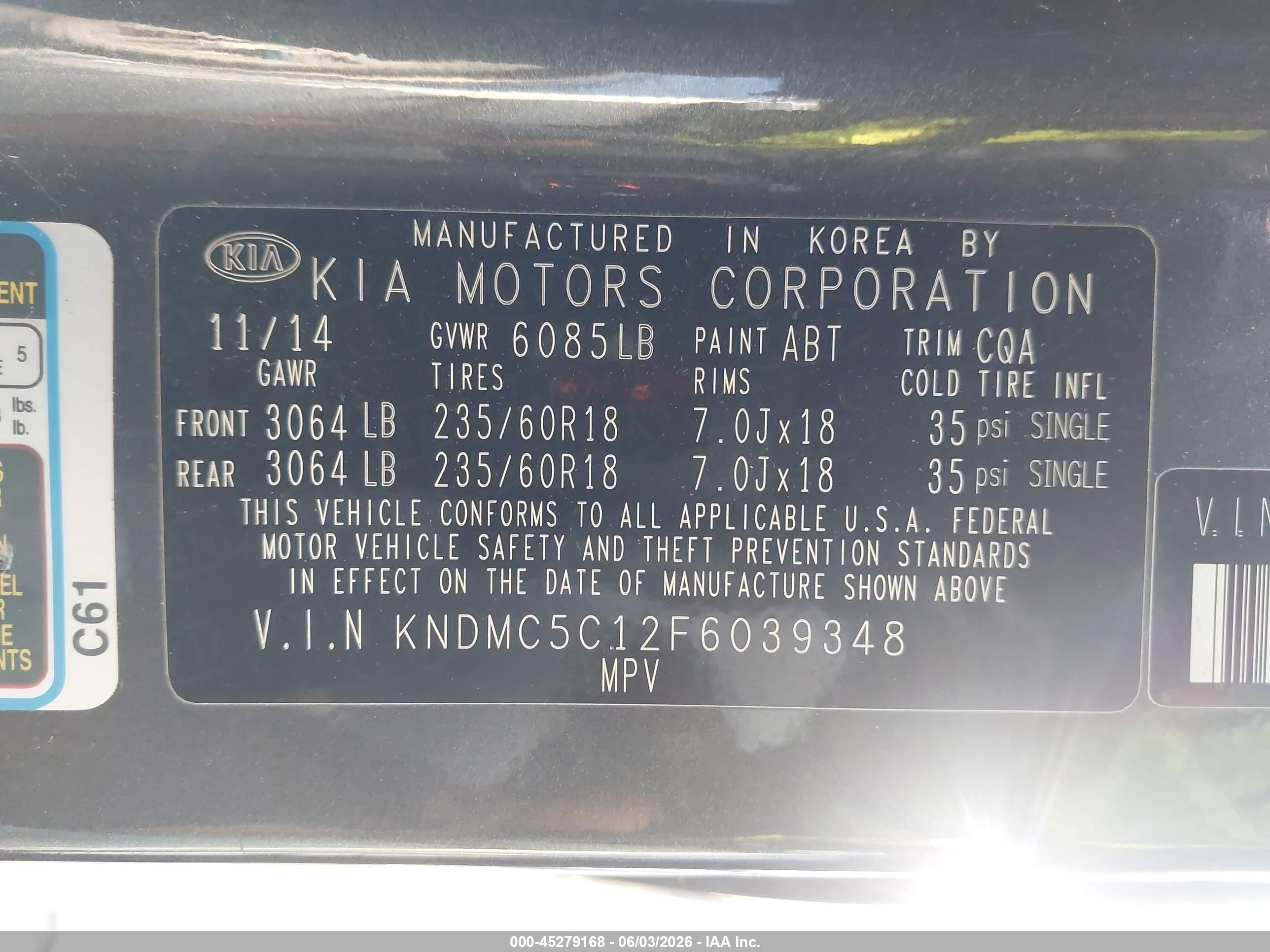 2015 Kia Sedona Sx Gray vin: KNDMC5C12F6039348