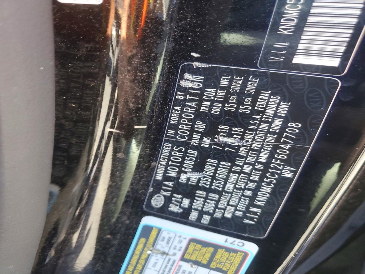 2015 Kia Sedona Ex Black vin: KNDMC5C12F6047708