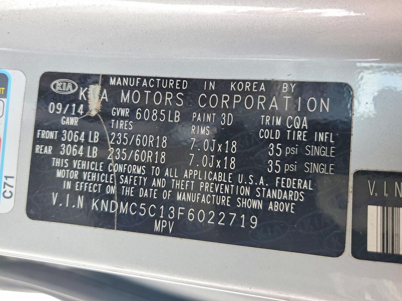2015 Kia Sedona Ex Серебряный vin: KNDMC5C13F6022719