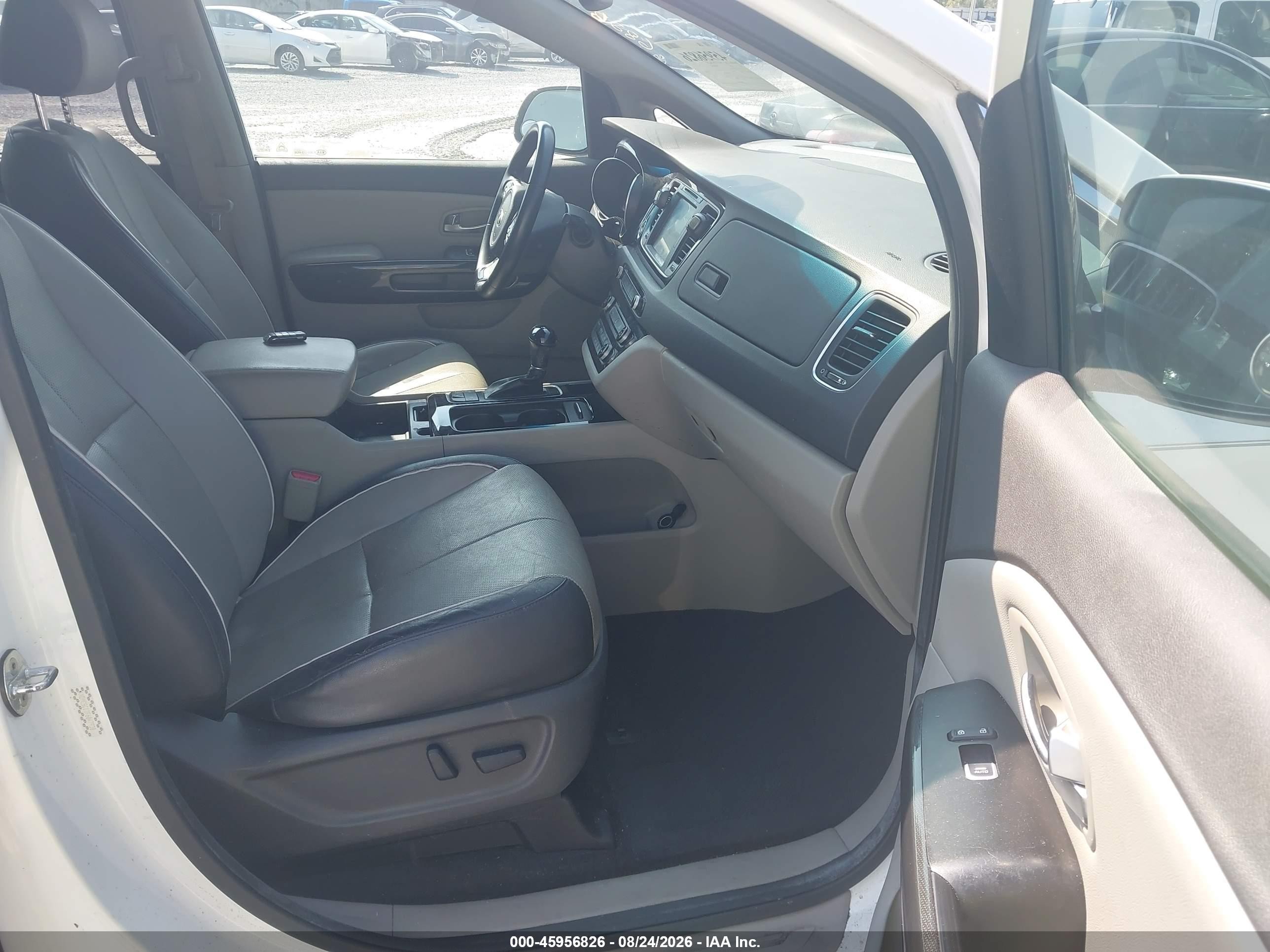 2015 Kia Sedona Sx White vin: KNDMC5C13F6047930