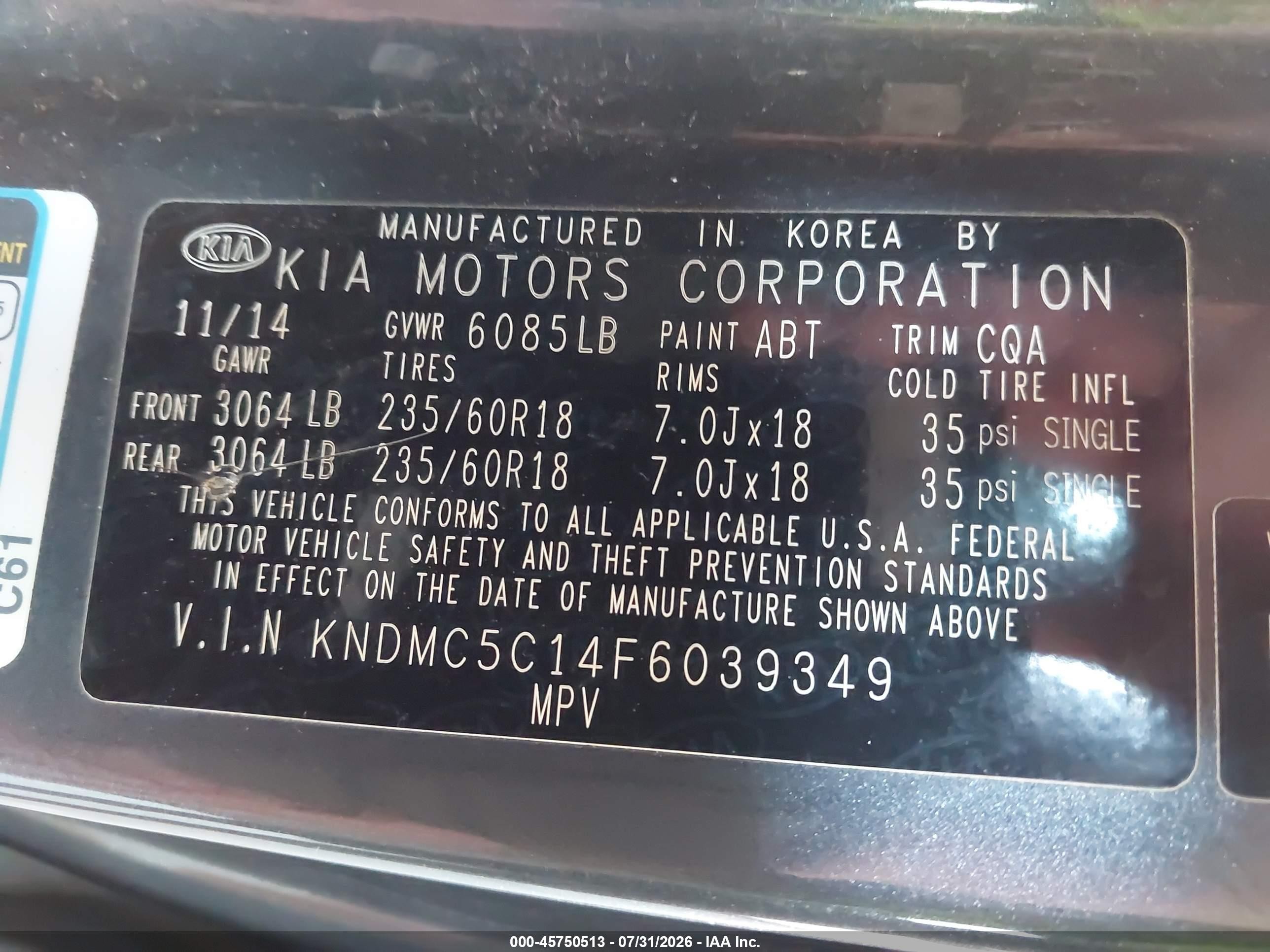 2015 Kia Sedona Sx Gray vin: KNDMC5C14F6039349