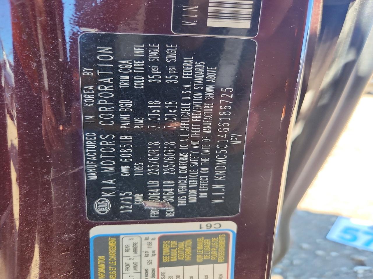 2016 Kia Sedona Sx Maroon vin: KNDMC5C14G6186725