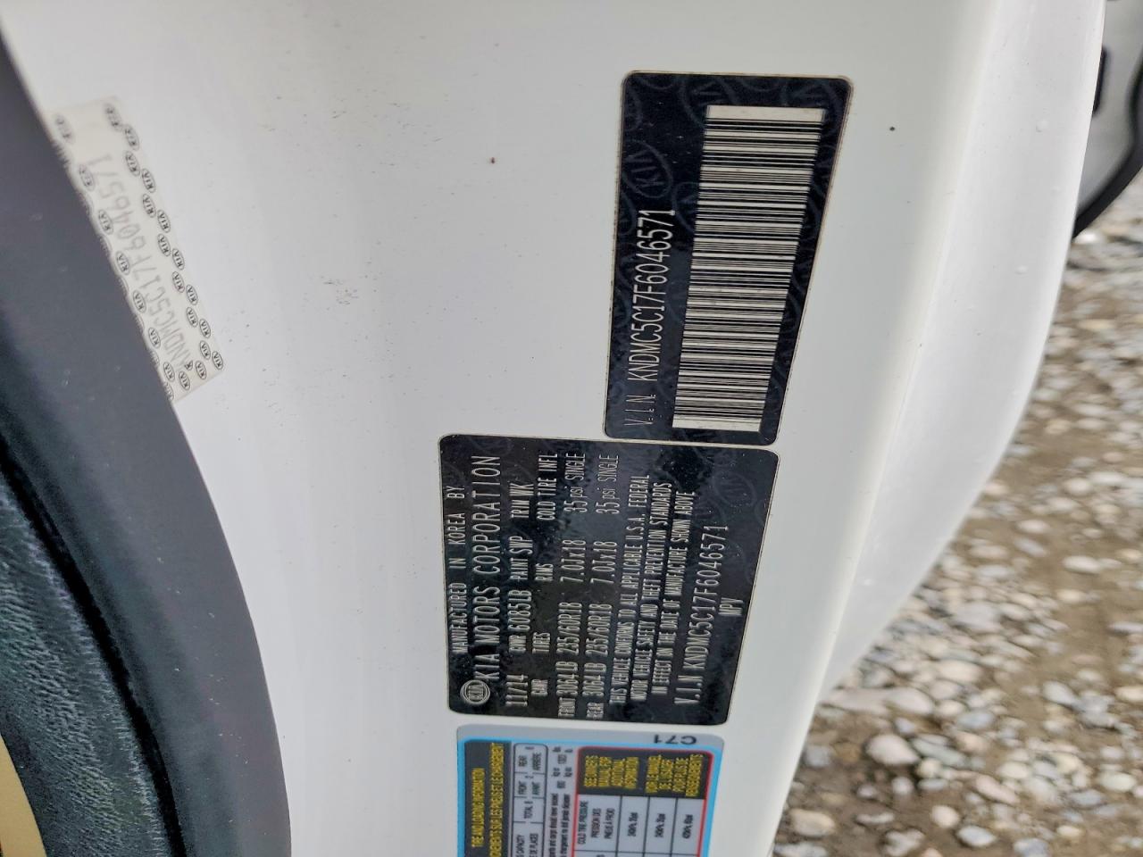 2015 Kia Sedona Sx White vin: KNDMC5C17F6046571