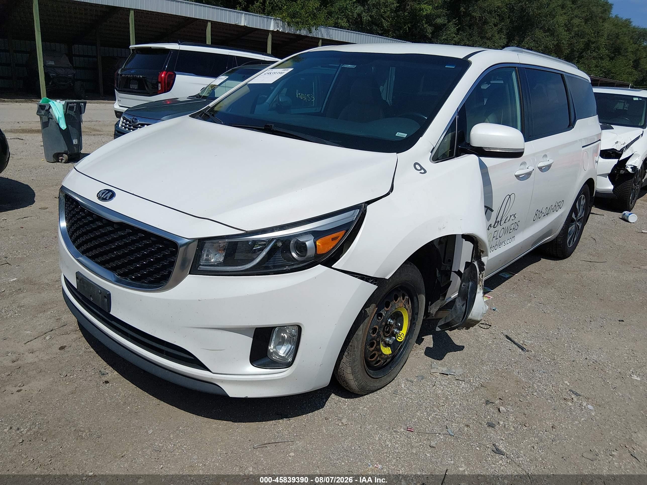 2015 Kia Sedona Sx White vin: KNDMC5C18F6032761