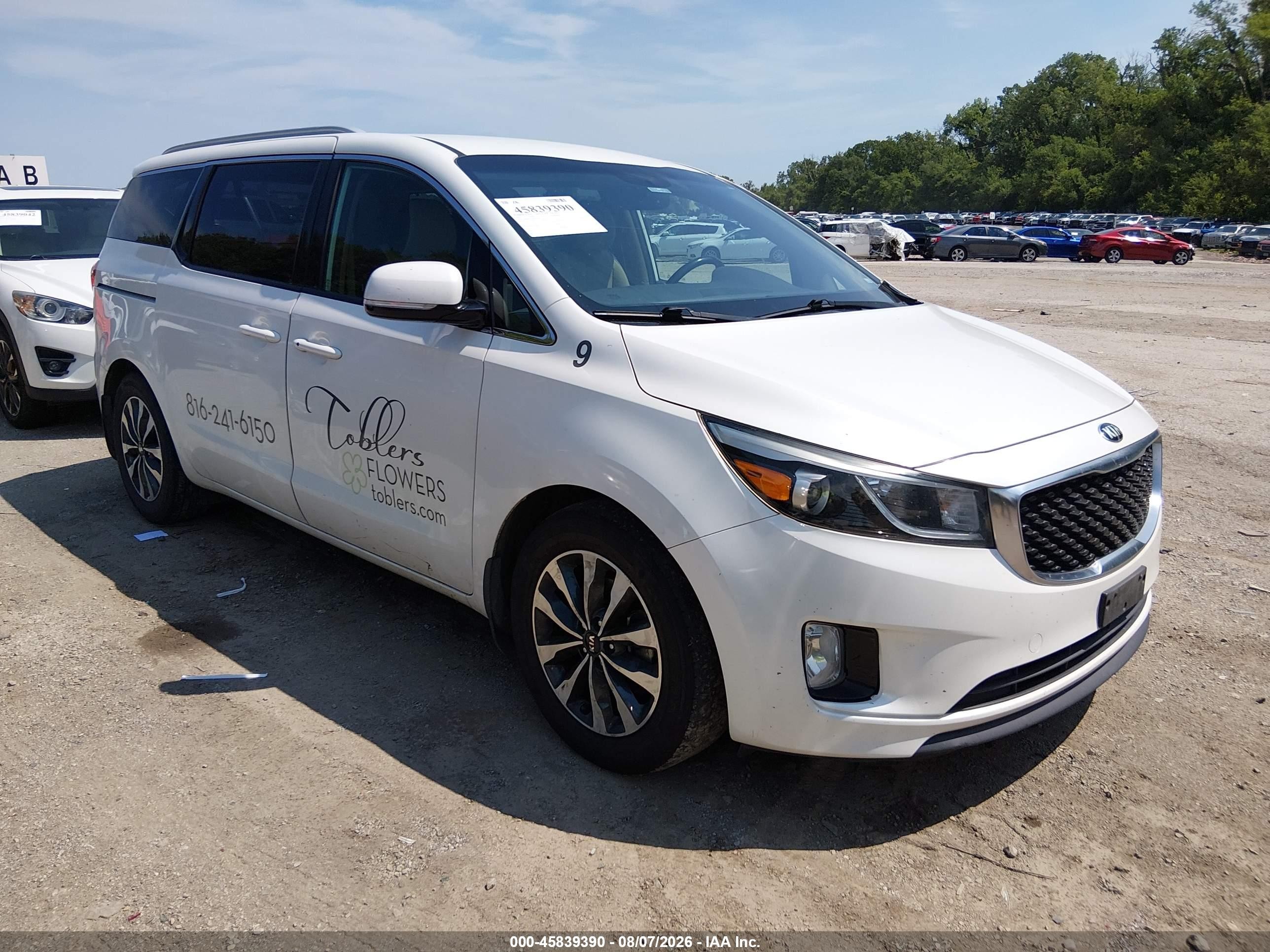 2015 Kia Sedona Sx White vin: KNDMC5C18F6032761