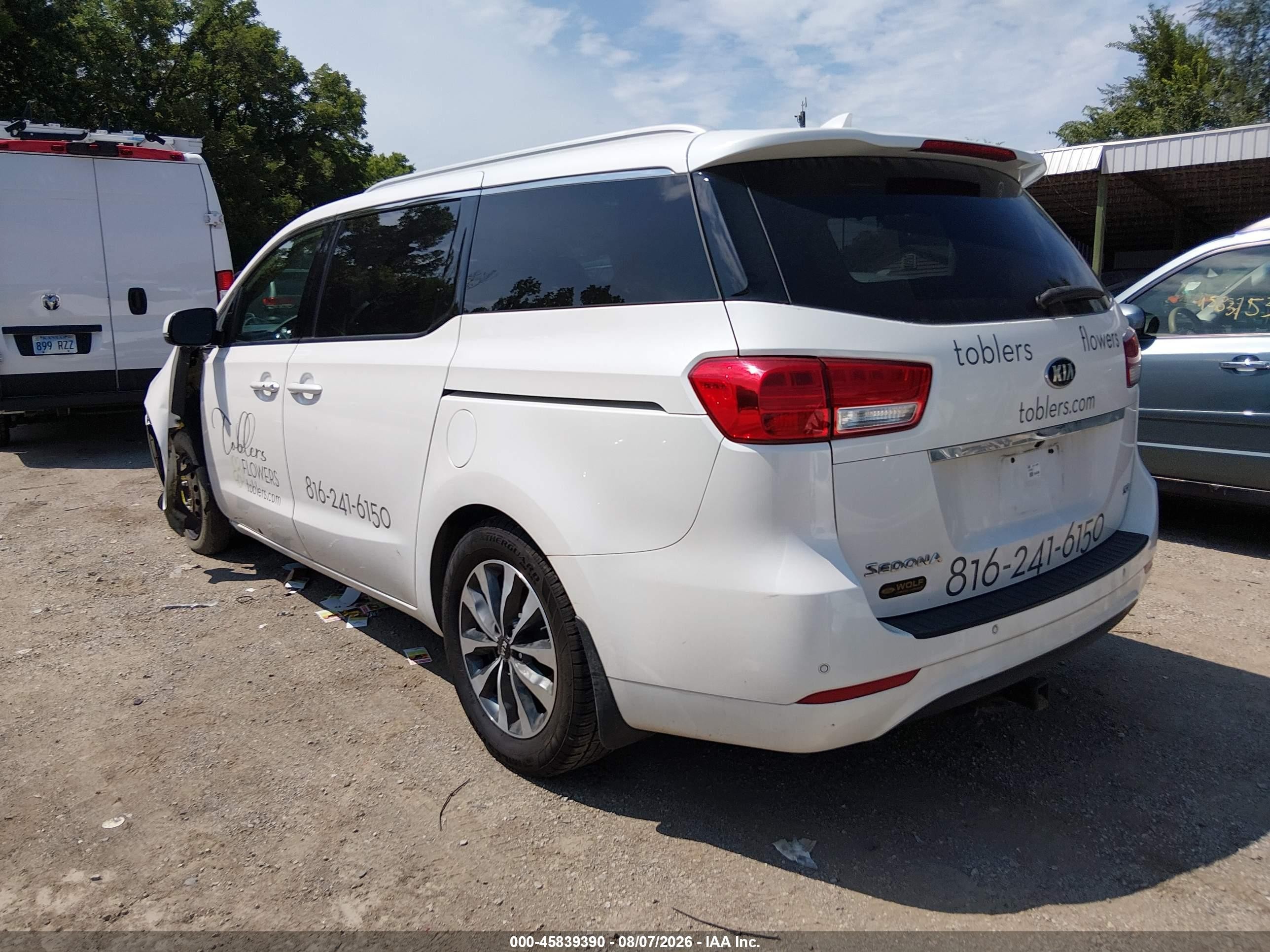 2015 Kia Sedona Sx White vin: KNDMC5C18F6032761