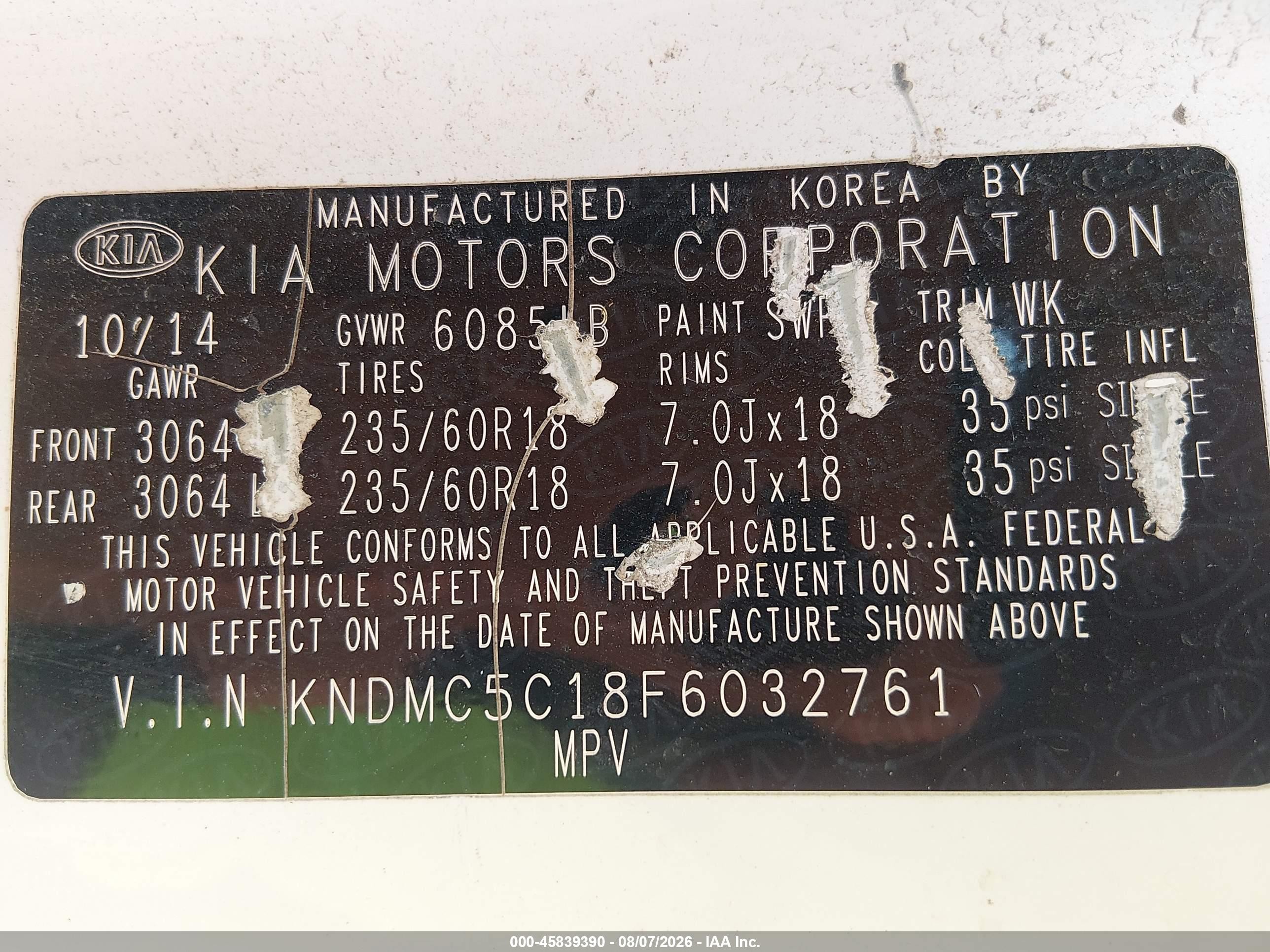 2015 Kia Sedona Sx White vin: KNDMC5C18F6032761