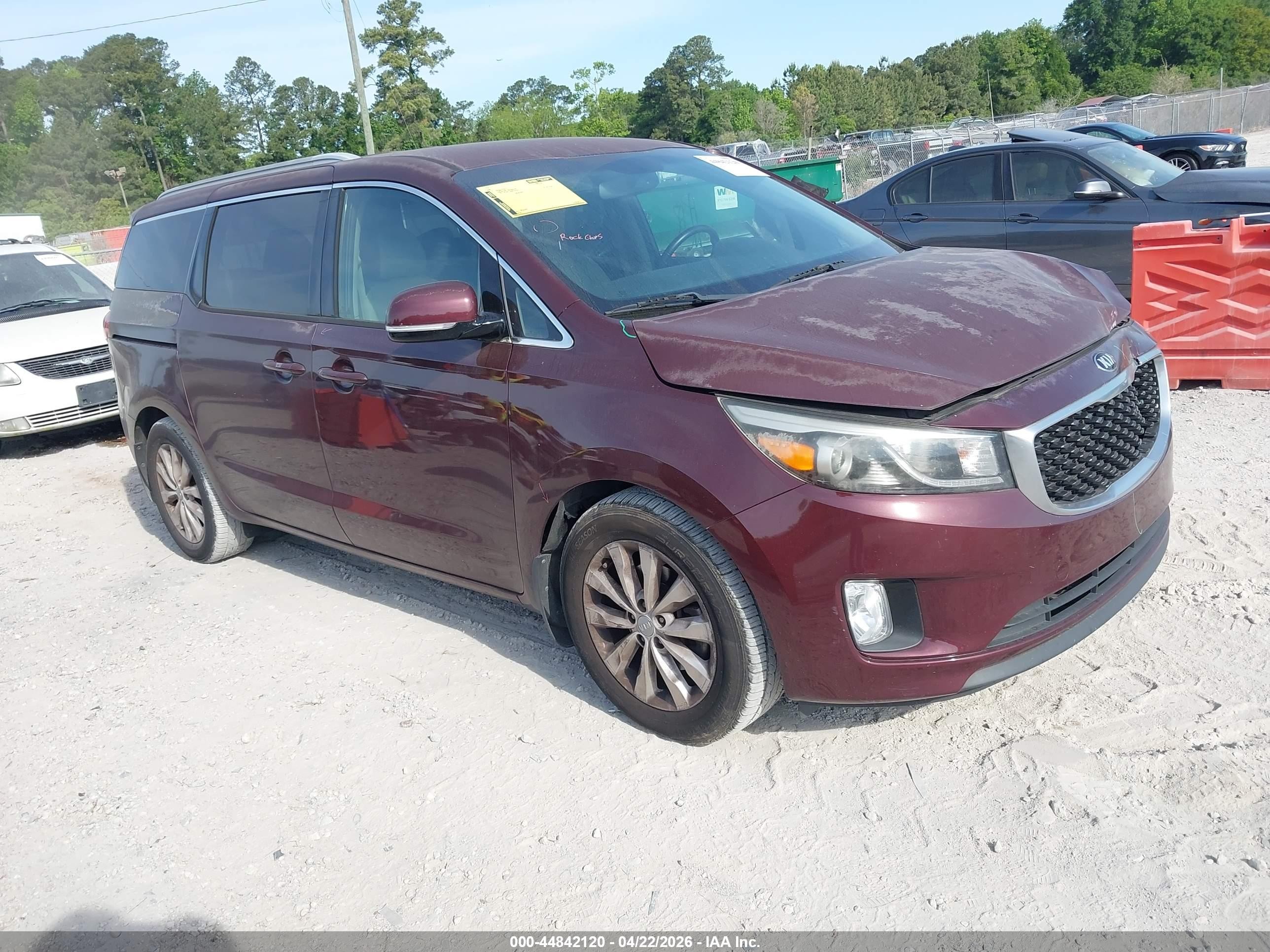 2015 Kia Sedona Ex Burgundy vin: KNDMC5C18F6045123