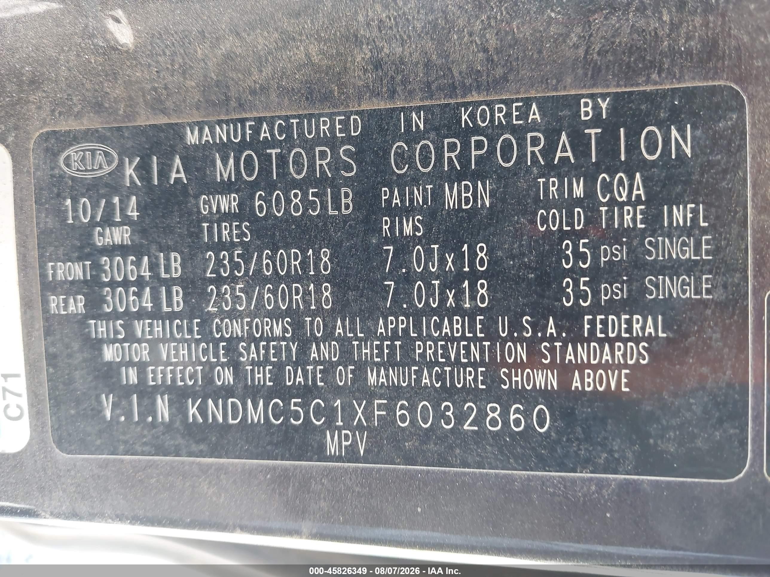 2015 Kia Sedona Ex Brown vin: KNDMC5C1XF6032860