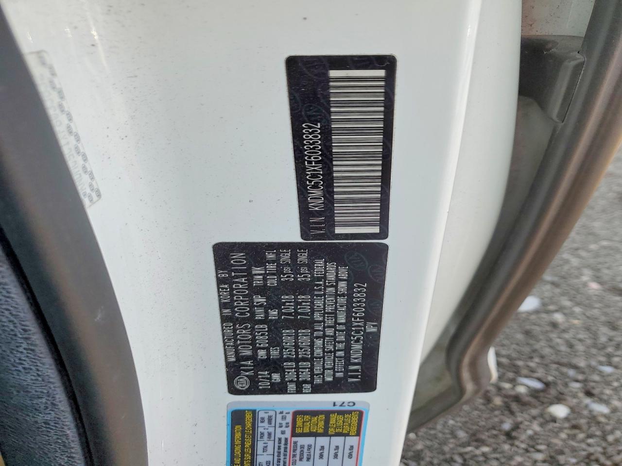 2015 Kia Sedona Ex White vin: KNDMC5C1XF6033832
