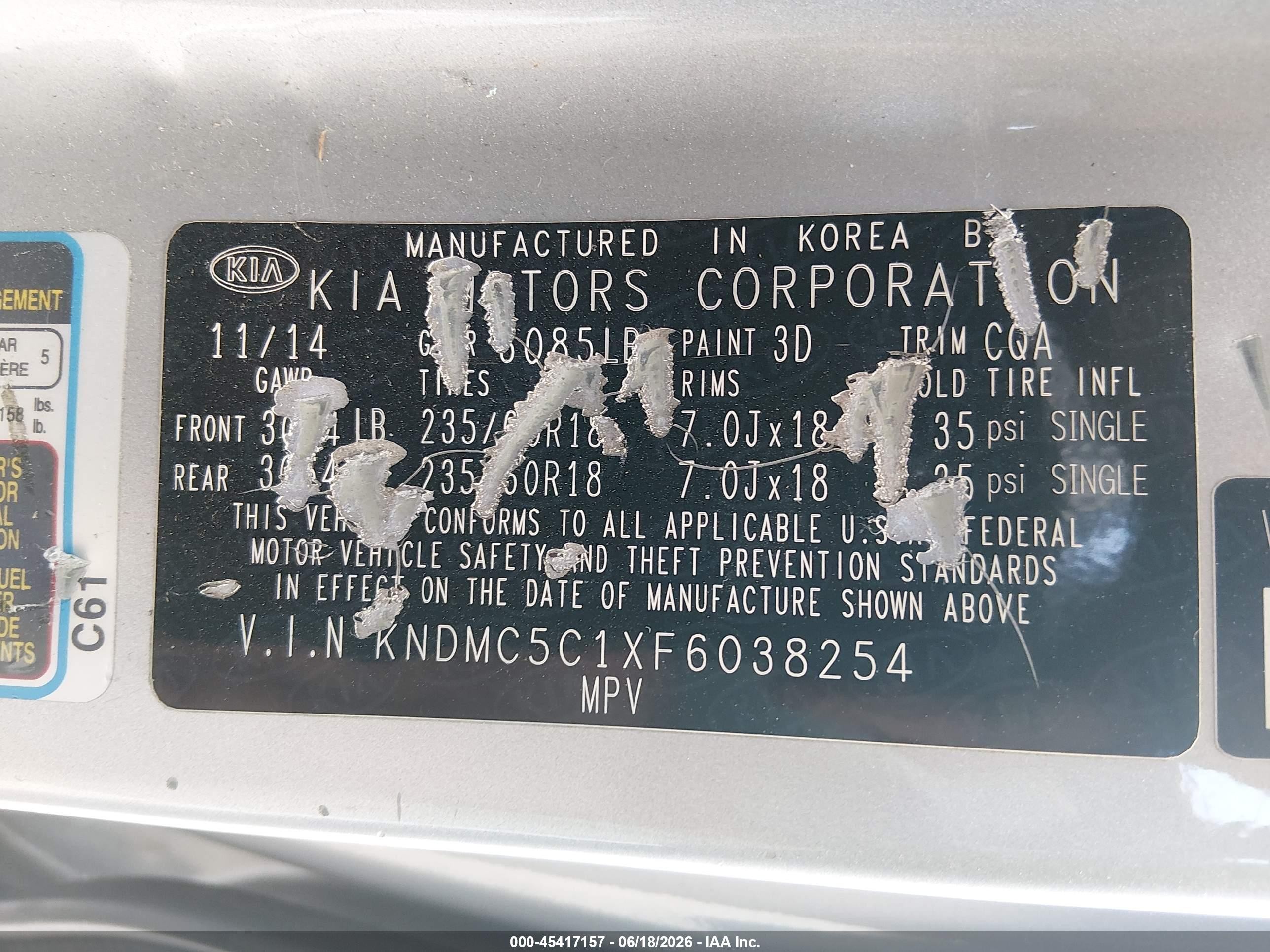 2015 Kia Sedona Sx Silver vin: KNDMC5C1XF6038254