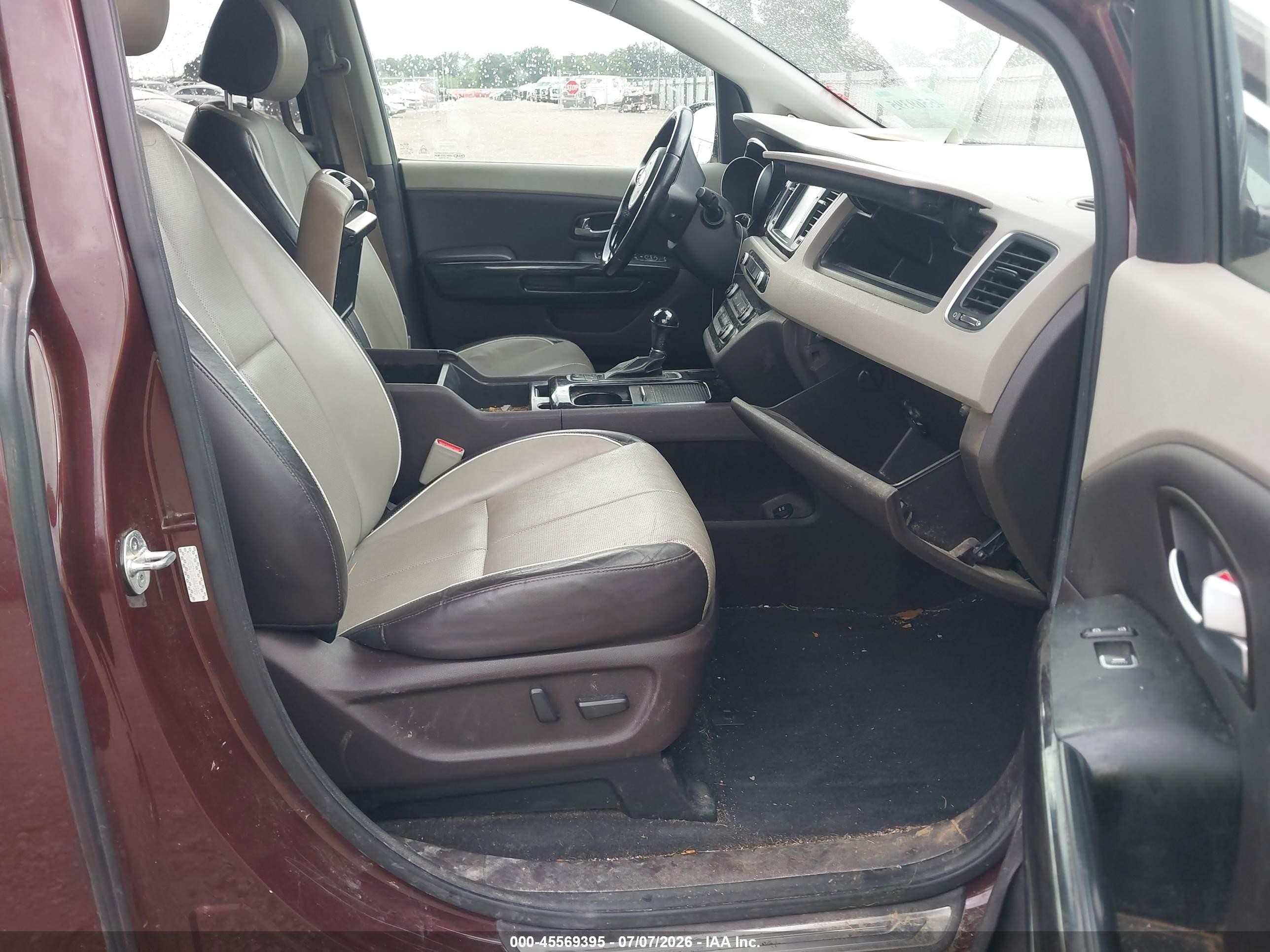 2015 Kia Sedona Sx Luxury Burgundy vin: KNDME5C13F6044505