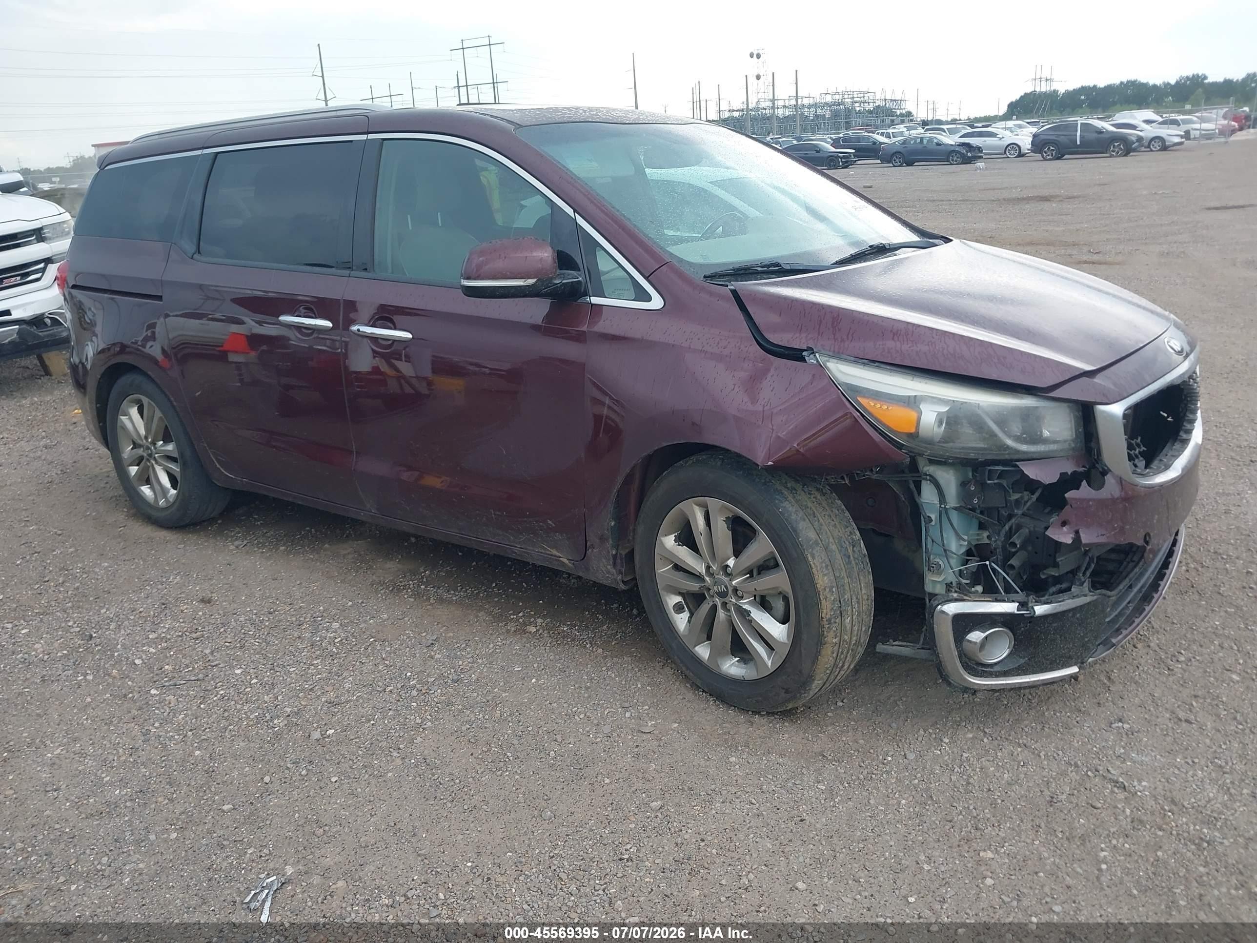 2015 Kia Sedona Sx Luxury Burgundy vin: KNDME5C13F6044505