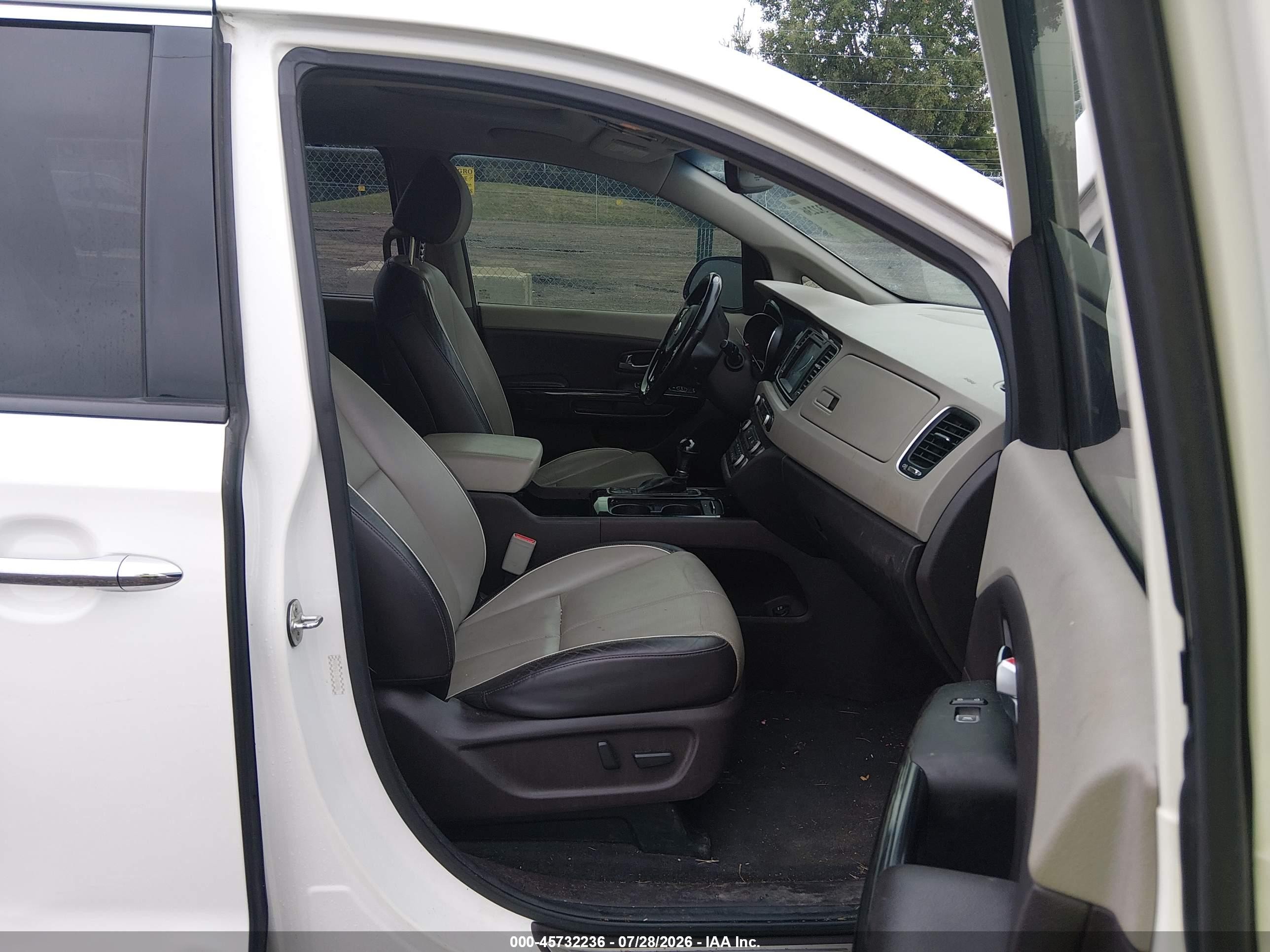 2015 Kia Sedona Sx Luxury White vin: KNDME5C14F6028006