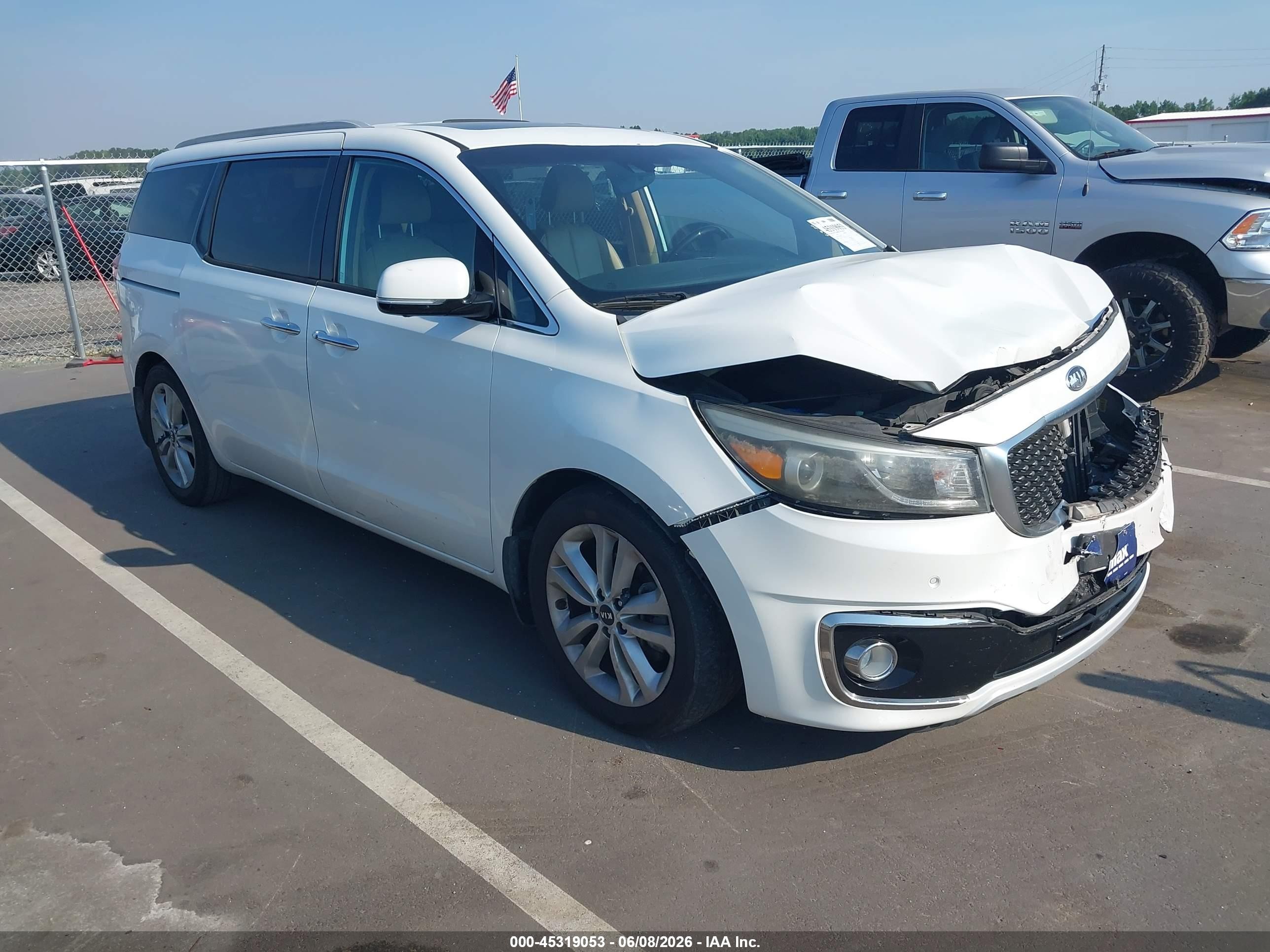 2015 Kia Sedona Sx Luxury White vin: KNDME5C16F6029187