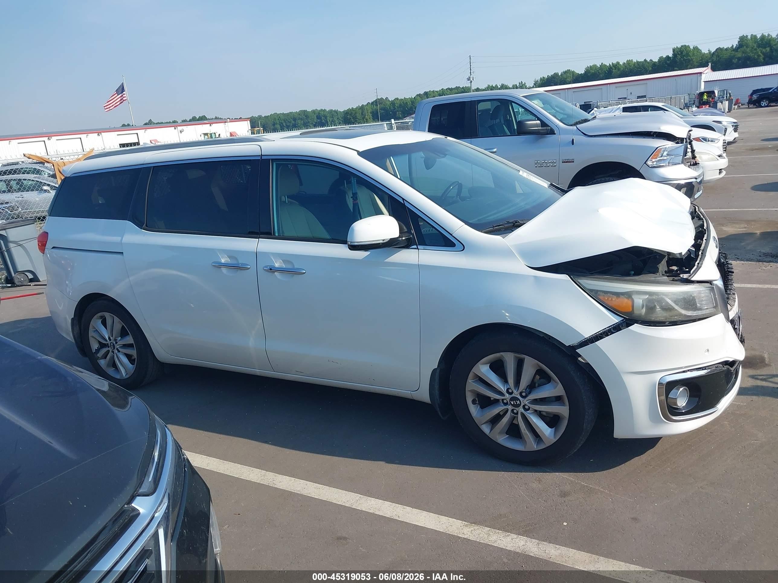 2015 Kia Sedona Sx Luxury White vin: KNDME5C16F6029187